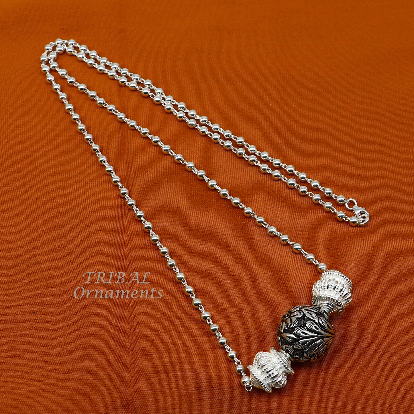 925 sterling silver handmade vintage designer stylish beaded long necklace, wedding brides charm Guttapusalu necklace ethnic jewelry SET523 - TRIBAL ORNAMENTS
