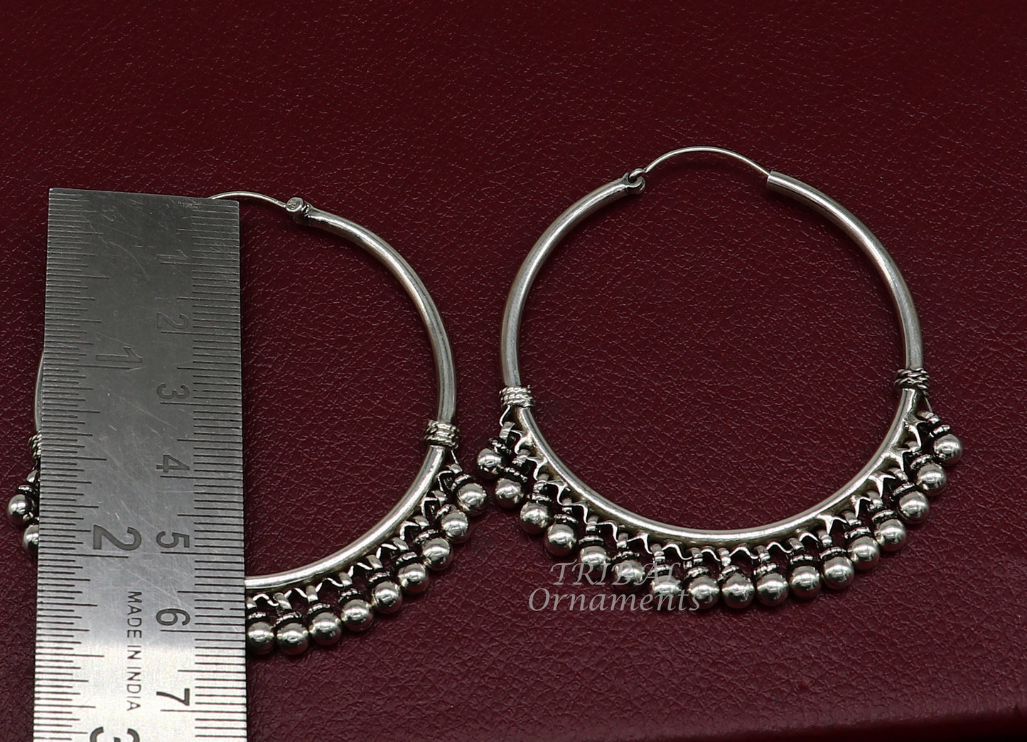 925 sterling silver handmade hoop earring elegant delegate Bali, hanging bells, hook, hoop gifting gorgeous tribal customized jewelry s1116 - TRIBAL ORNAMENTS