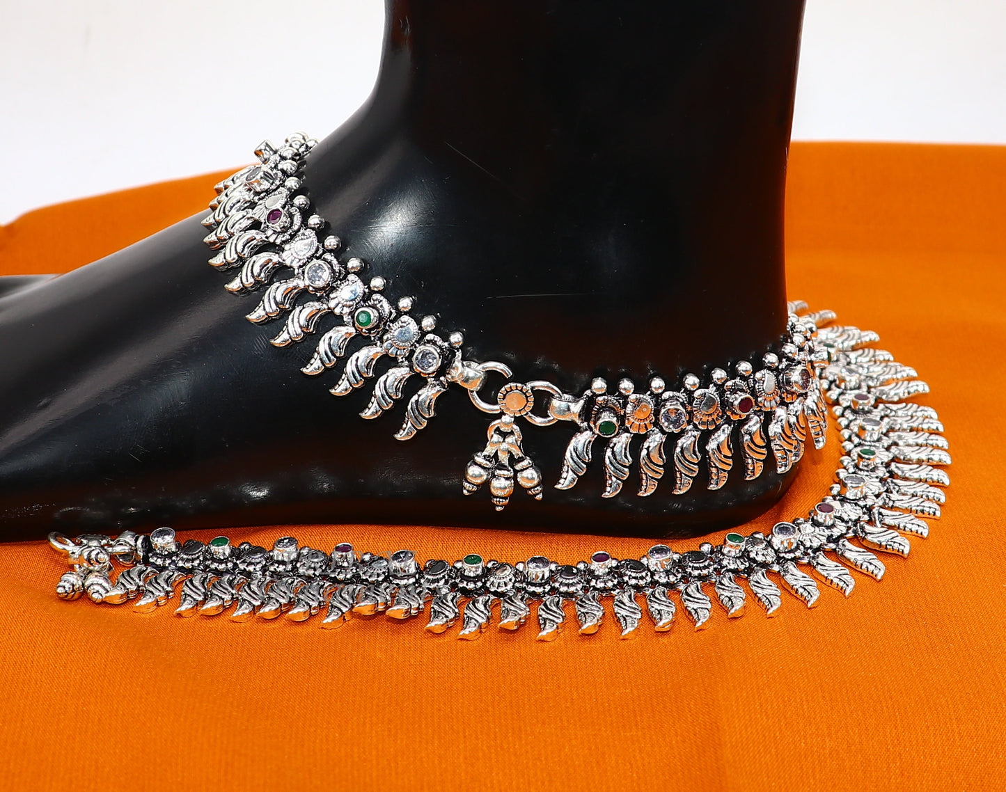 10.5" Inches long handmade 925 sterling silver fabulous color stone customized anklet bracelet, amazing anklets belly dance jewelry ank522 - TRIBAL ORNAMENTS