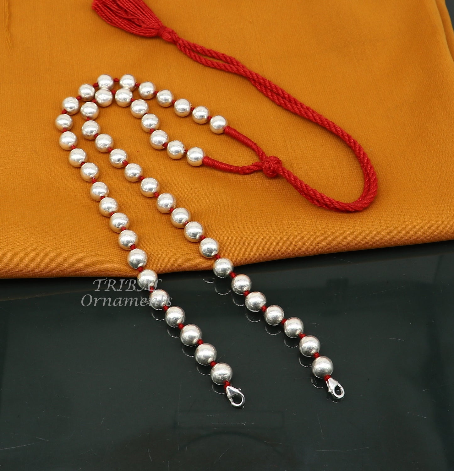 925 sterling silver handmade round shape beaded adjustable string for pendant or Mangalsutra, best customized ethnic jewelry ideas set561 - TRIBAL ORNAMENTS