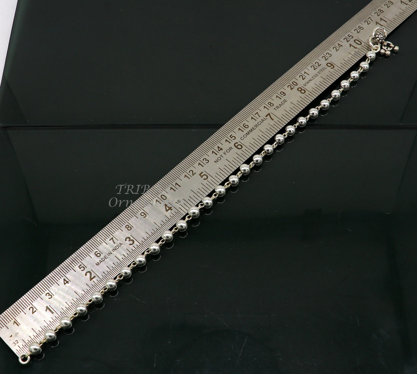 6mm 925 sterling silver beaded/ball chain anklet bracelet amazing light weight delicate anklets gorgeous belly dance silver jewelry ank536 - TRIBAL ORNAMENTS