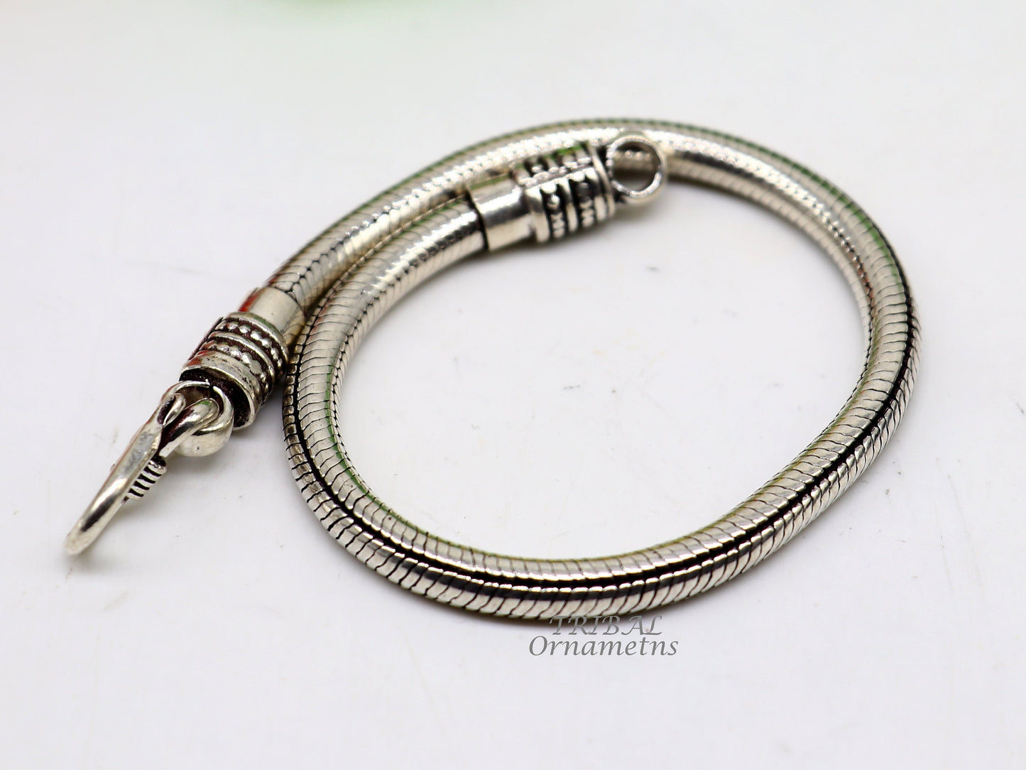 7.5" to 9" Vintage design pure 925 sterling silver handmade amazing snake chain flexible unisex bracelet jewelry from Rajasthan india sbr446 - TRIBAL ORNAMENTS