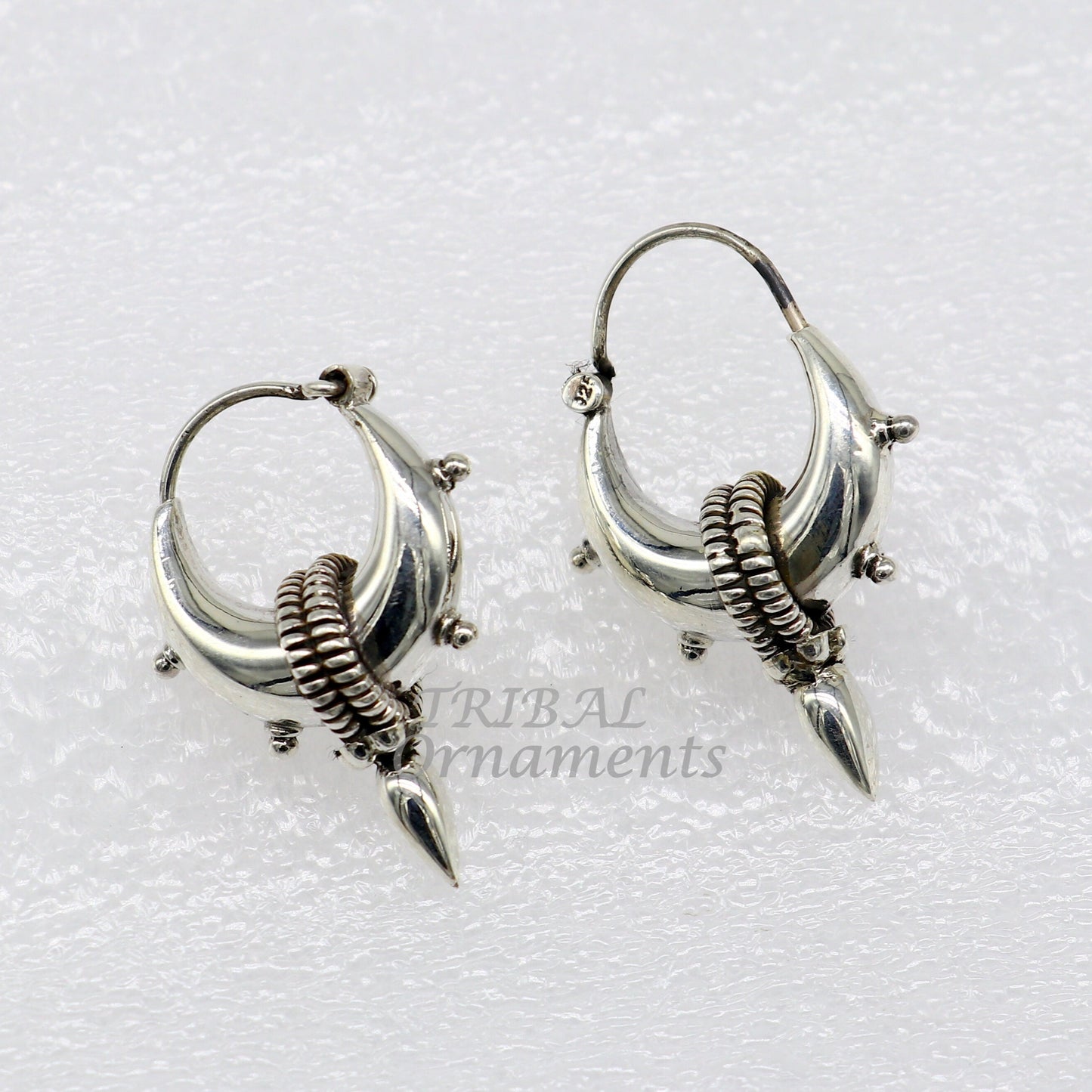 925 sterling silver handmade unique traditional cultural ethnic hoops earring bali for men's or girl's best dancing jewelry s1123 - TRIBAL ORNAMENTS