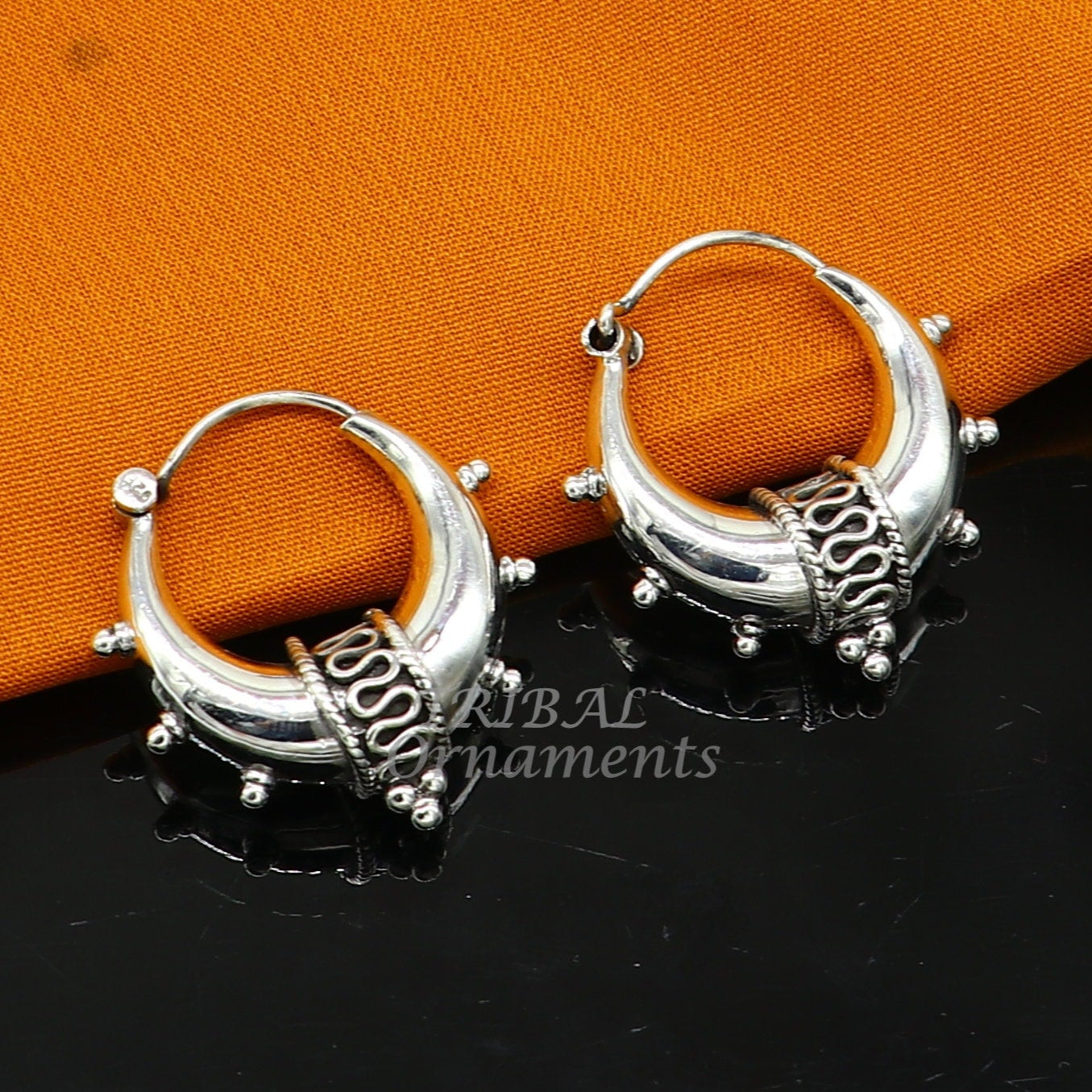 925 sterling silver handmade unique traditional cultural ethnic hoops earring bali for men's or girl's best dancing jewelry s1124 - TRIBAL ORNAMENTS