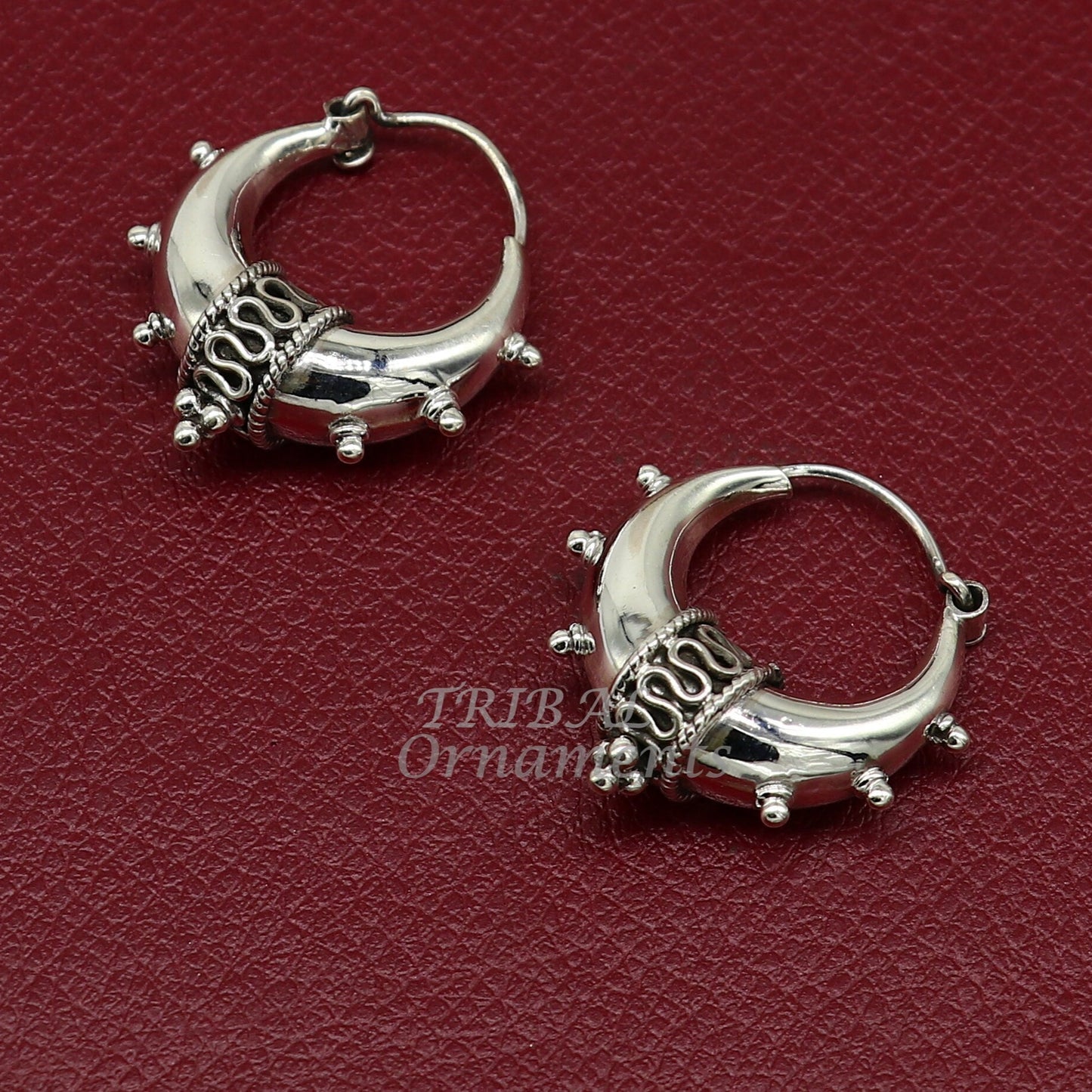 925 sterling silver handmade unique traditional cultural ethnic hoops earring bali for men's or girl's best dancing jewelry s1124 - TRIBAL ORNAMENTS