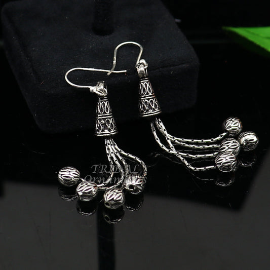 Exclusive 925 sterling silver handmade fabulous Drop dangling hoops earring, trendy stylish long earring personalized wedding gift s1143 - TRIBAL ORNAMENTS
