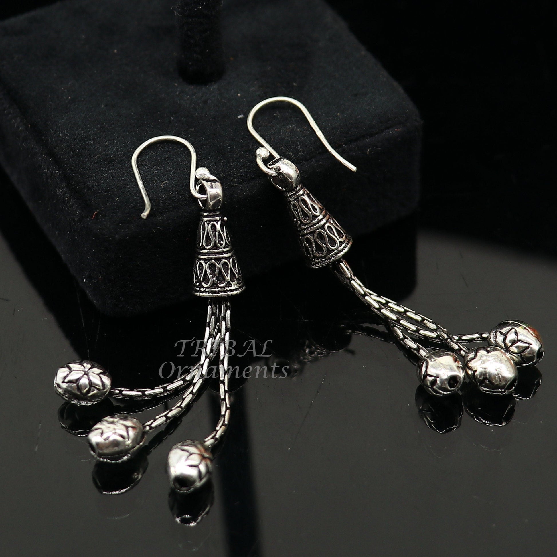 Exclusive 925 sterling silver handmade fabulous Drop dangling hoops earring, trendy stylish long earring personalized wedding gift s1144 - TRIBAL ORNAMENTS