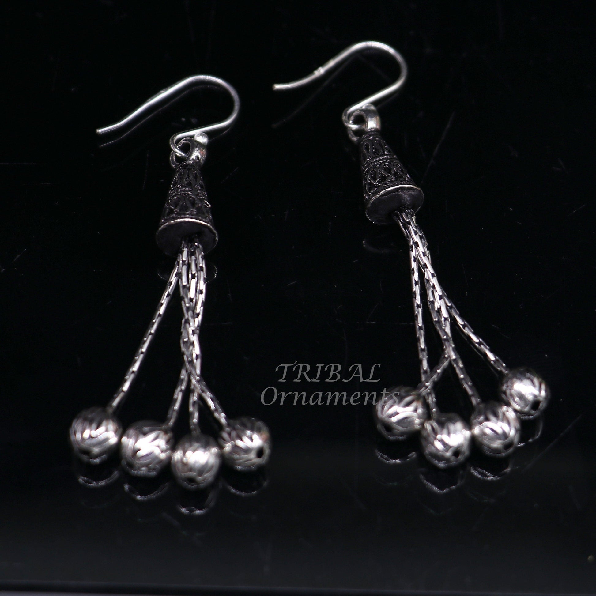 Exclusive 925 sterling silver handmade fabulous Drop dangling hoops earring, trendy stylish long earring personalized wedding gift s1144 - TRIBAL ORNAMENTS