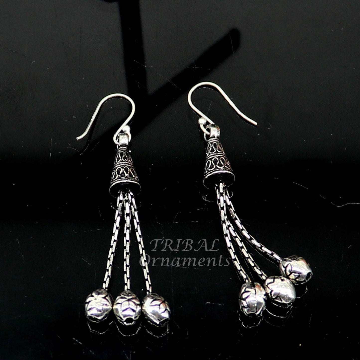 Exclusive 925 sterling silver handmade fabulous Drop dangling hoops earring, trendy stylish long earring personalized wedding gift s1144 - TRIBAL ORNAMENTS