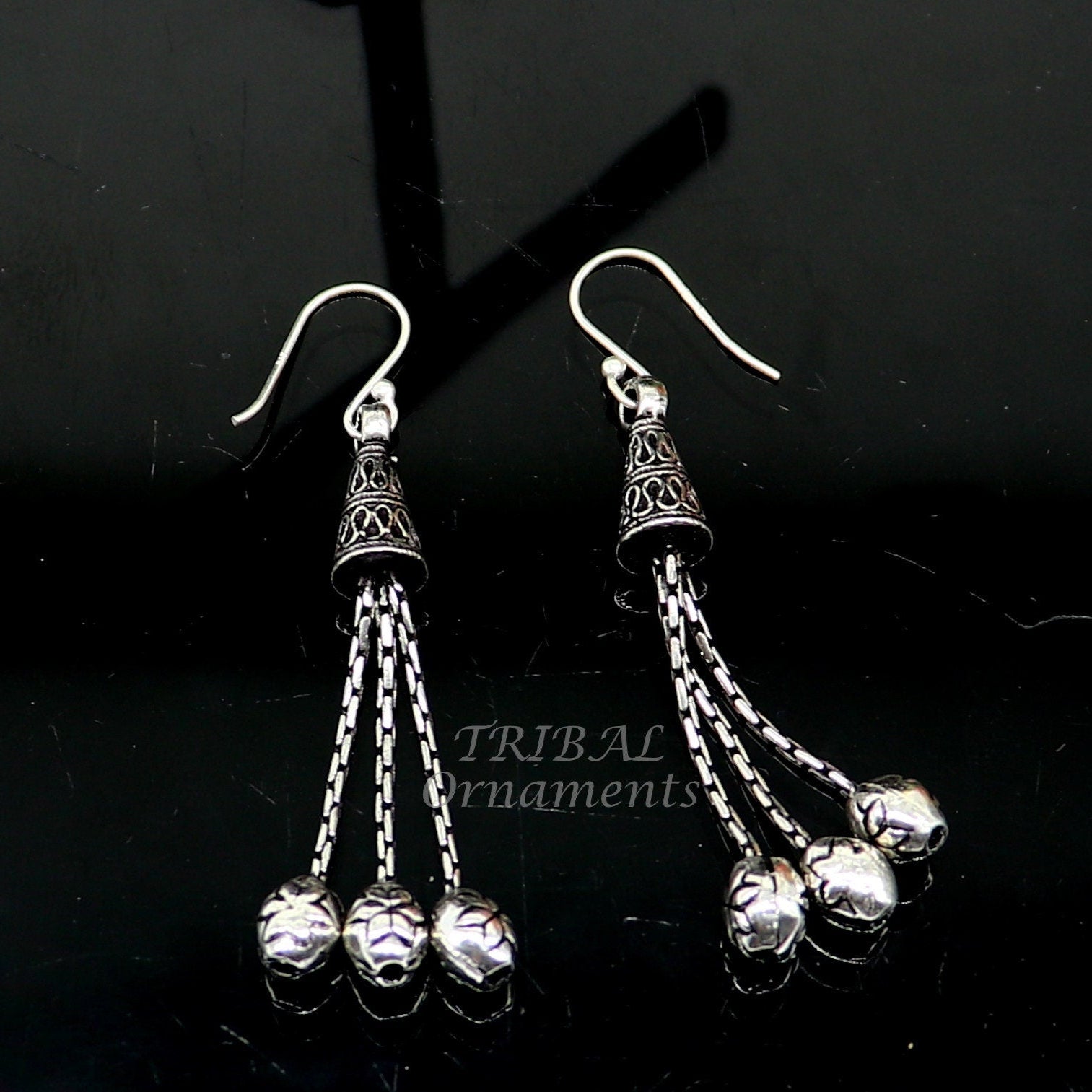 Exclusive 925 sterling silver handmade fabulous Drop dangling hoops earring, trendy stylish long earring personalized wedding gift s1144 - TRIBAL ORNAMENTS