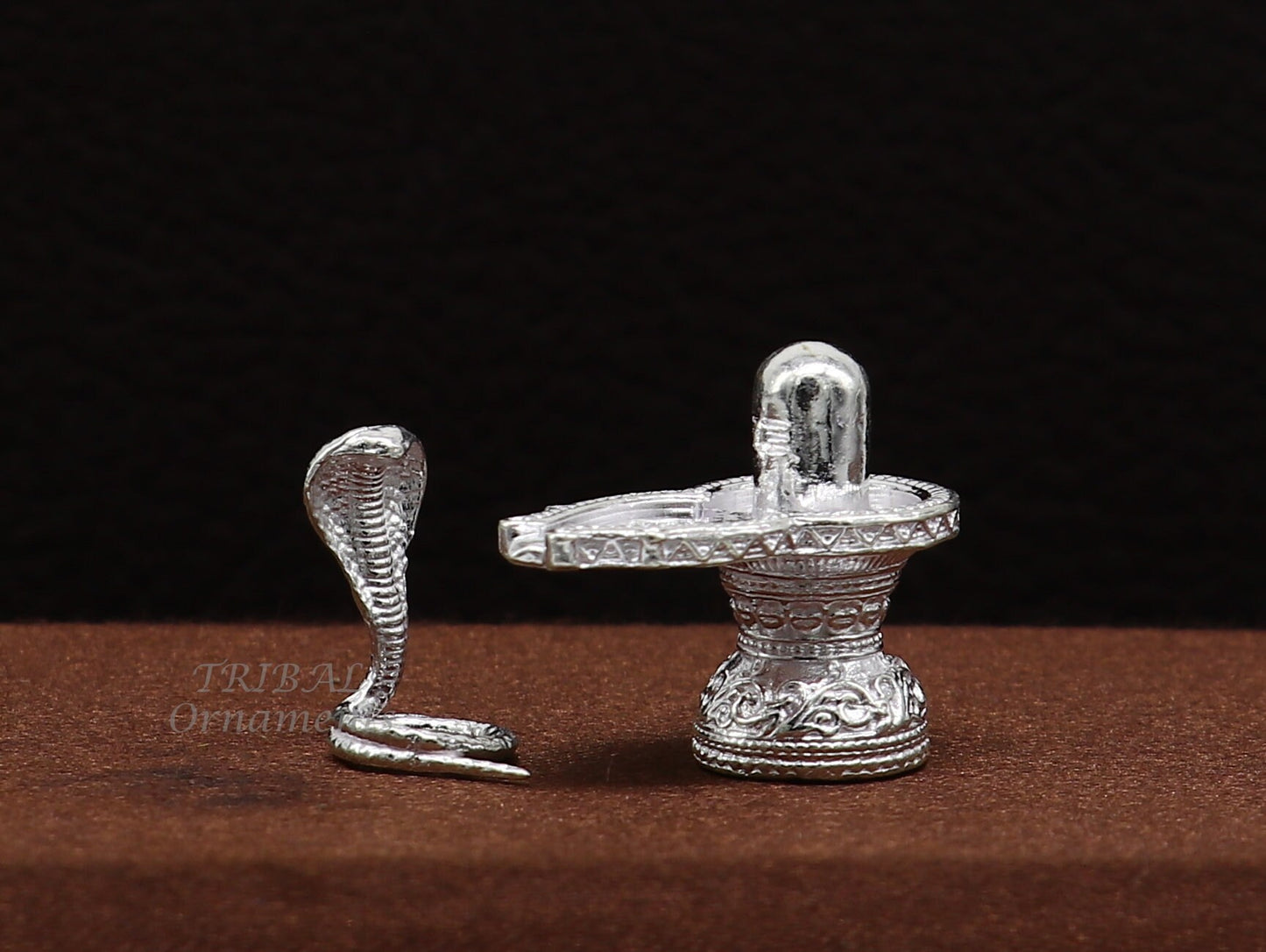 1" 925 sterling silver handmade small solid Lord Shiva lingam stand, silver Shivling puja article, for wealth and prosperity art594 - TRIBAL ORNAMENTS