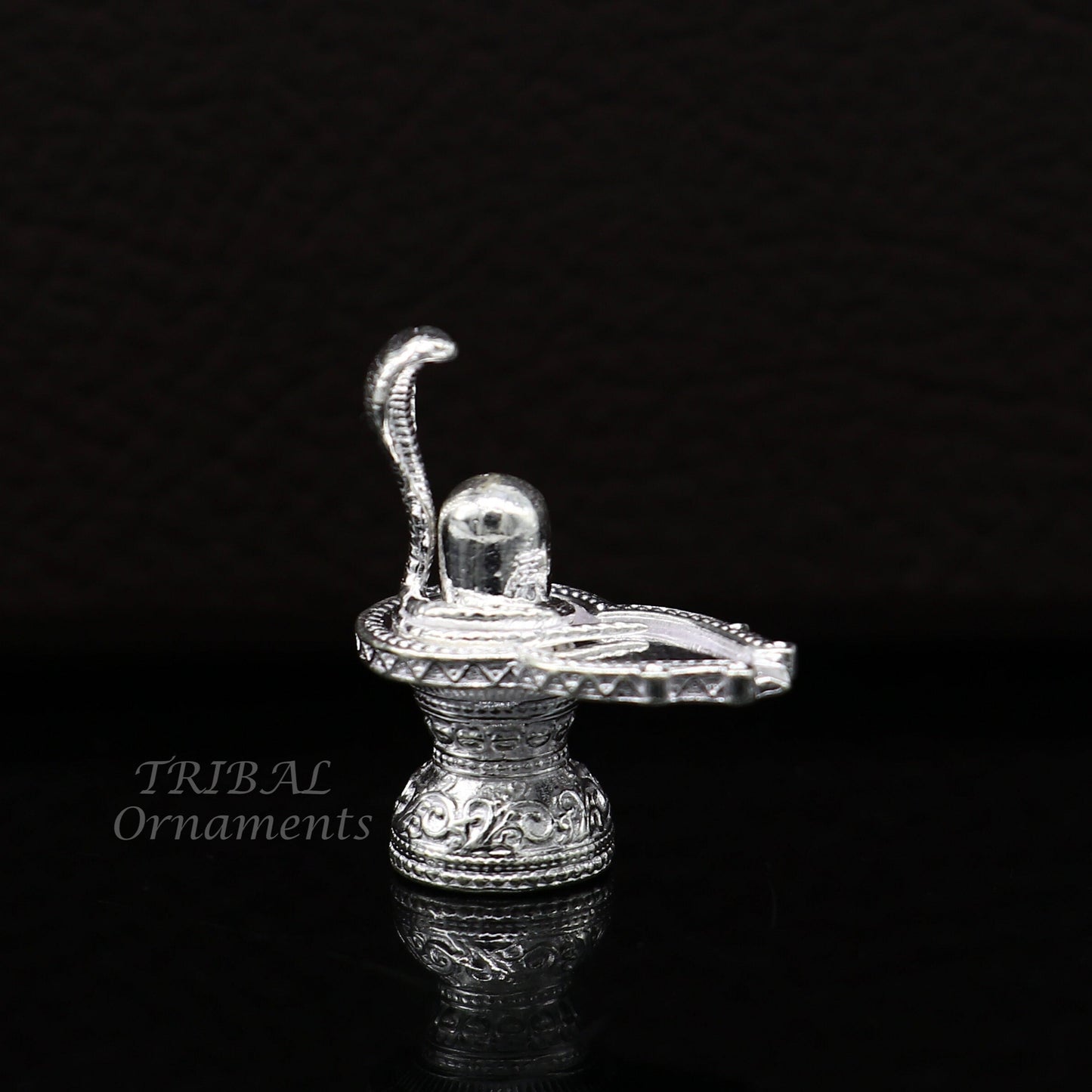 1" 925 sterling silver handmade small solid Lord Shiva lingam stand, silver Shivling puja article, for wealth and prosperity art594 - TRIBAL ORNAMENTS