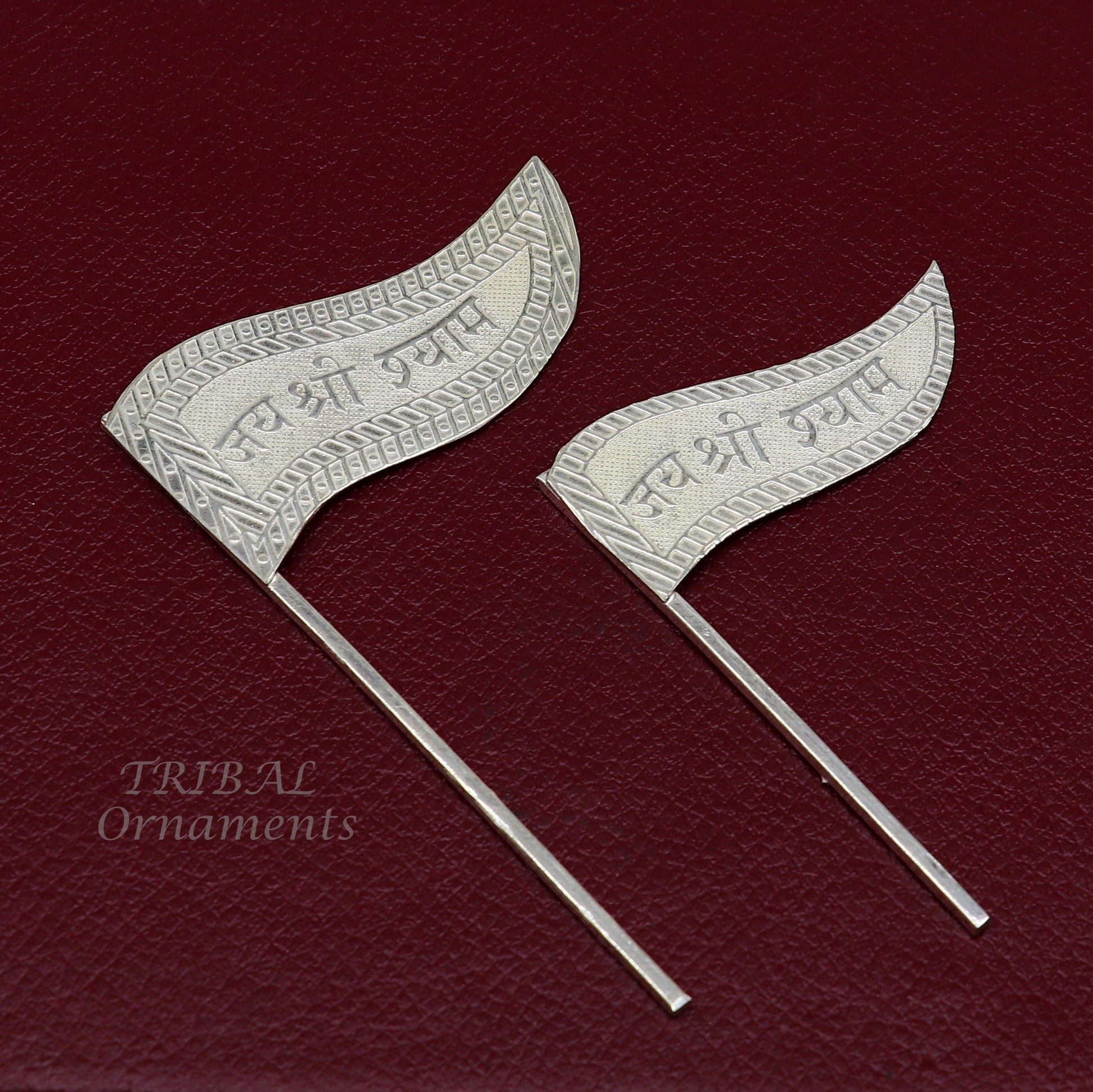 925 sterling silver handmade lork Khatu Shyam Dhwaja or flag, silver "jai shree shyam" flag best way for gifting to idols or kriahna su1016 - TRIBAL ORNAMENTS