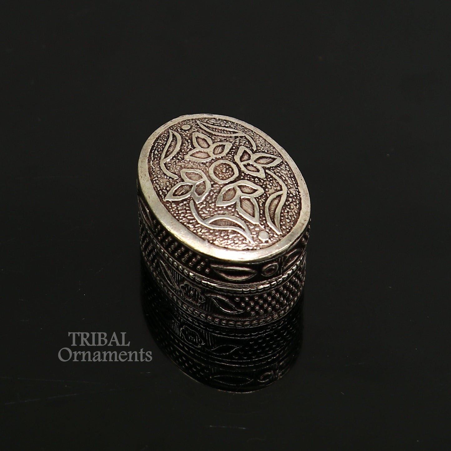 Fabulous oxidized 925 sterling silver handmade trinket box, eye kajal box, container box, kumkum box, sindur box, best brides gift stb742 - TRIBAL ORNAMENTS