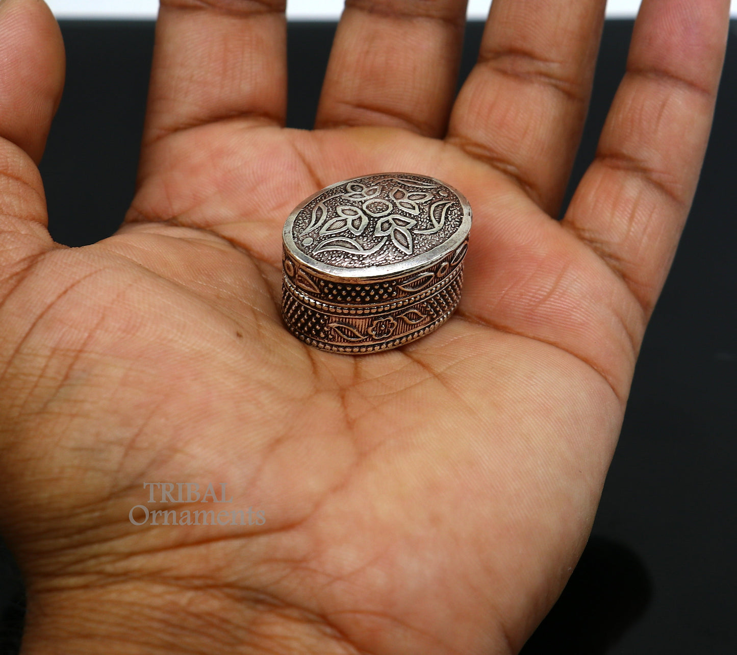Fabulous oxidized 925 sterling silver handmade trinket box, eye kajal box, container box, kumkum box, sindur box, best brides gift stb742 - TRIBAL ORNAMENTS