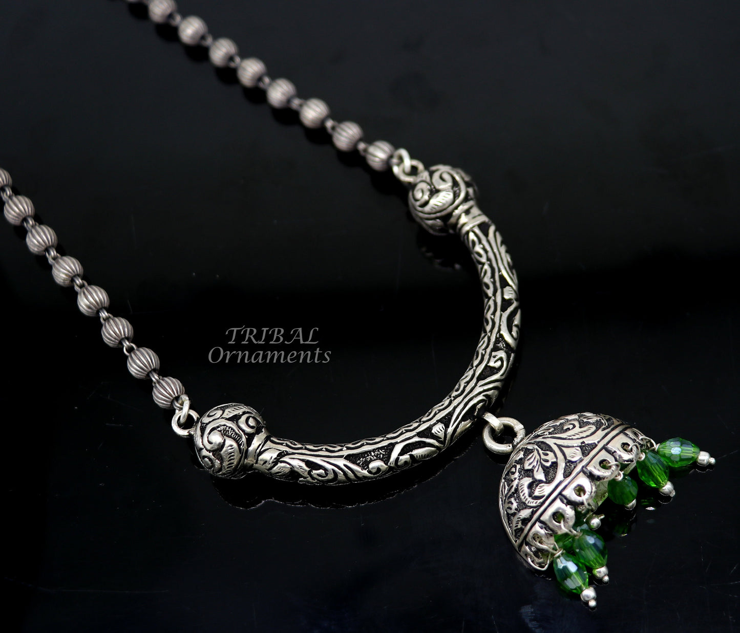 925 sterling silver handmade 5.5mm beaded long necklace with unique design traditional cultural trendy functional necklace jewelry set543 - TRIBAL ORNAMENTS