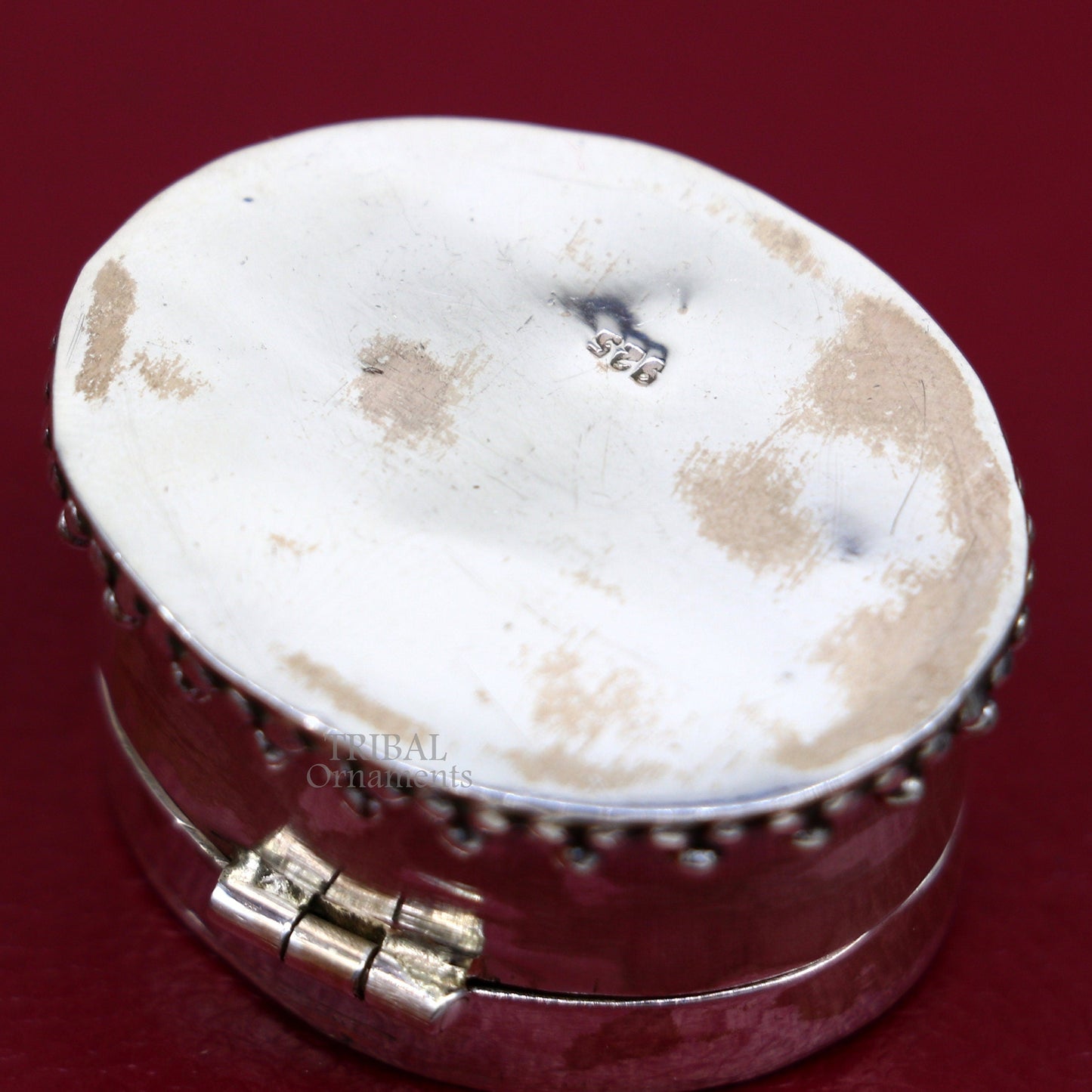 925 sterling silver unique design George v king emperor coin trinket box, kajal eyeliner box, Sindur box brides gift silver box stb763 - TRIBAL ORNAMENTS