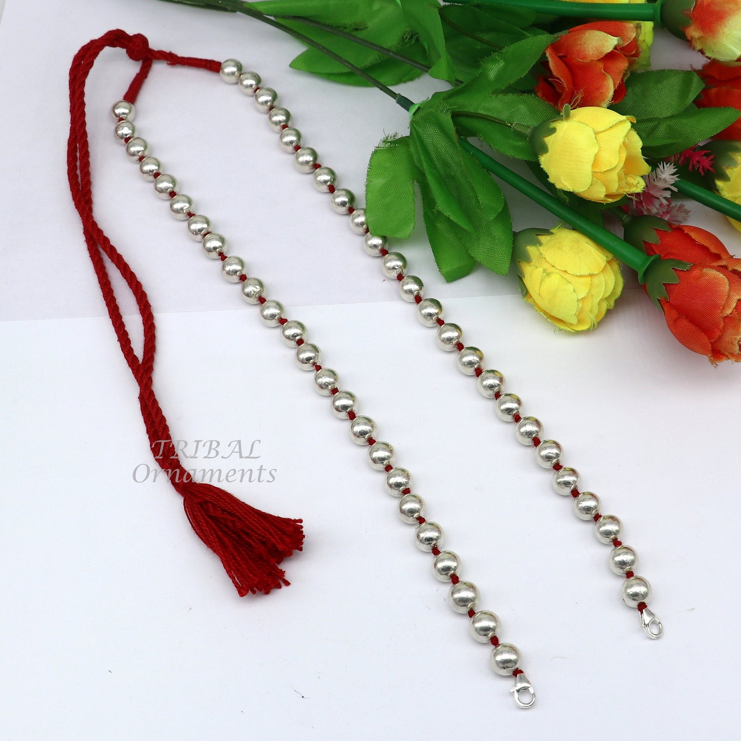 925 sterling silver handmade round shape beaded adjustable string for pendant or Mangalsutra, best customized ethnic jewelry ideas set561 - TRIBAL ORNAMENTS