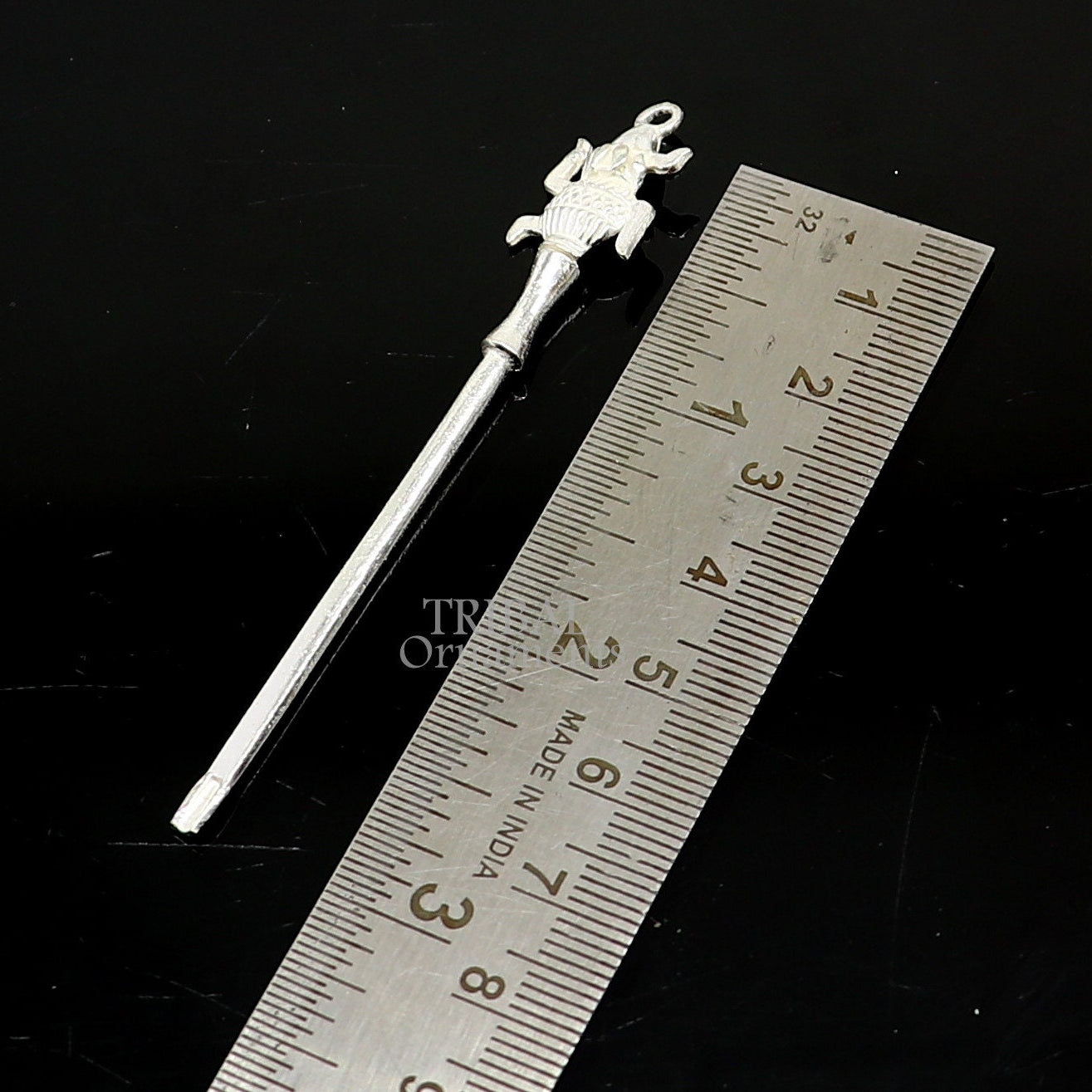 3" inches long handmade solid sterling silver kalash design kum kum sticks, Sindur stick, brides vintage style brides gift su1028 - TRIBAL ORNAMENTS
