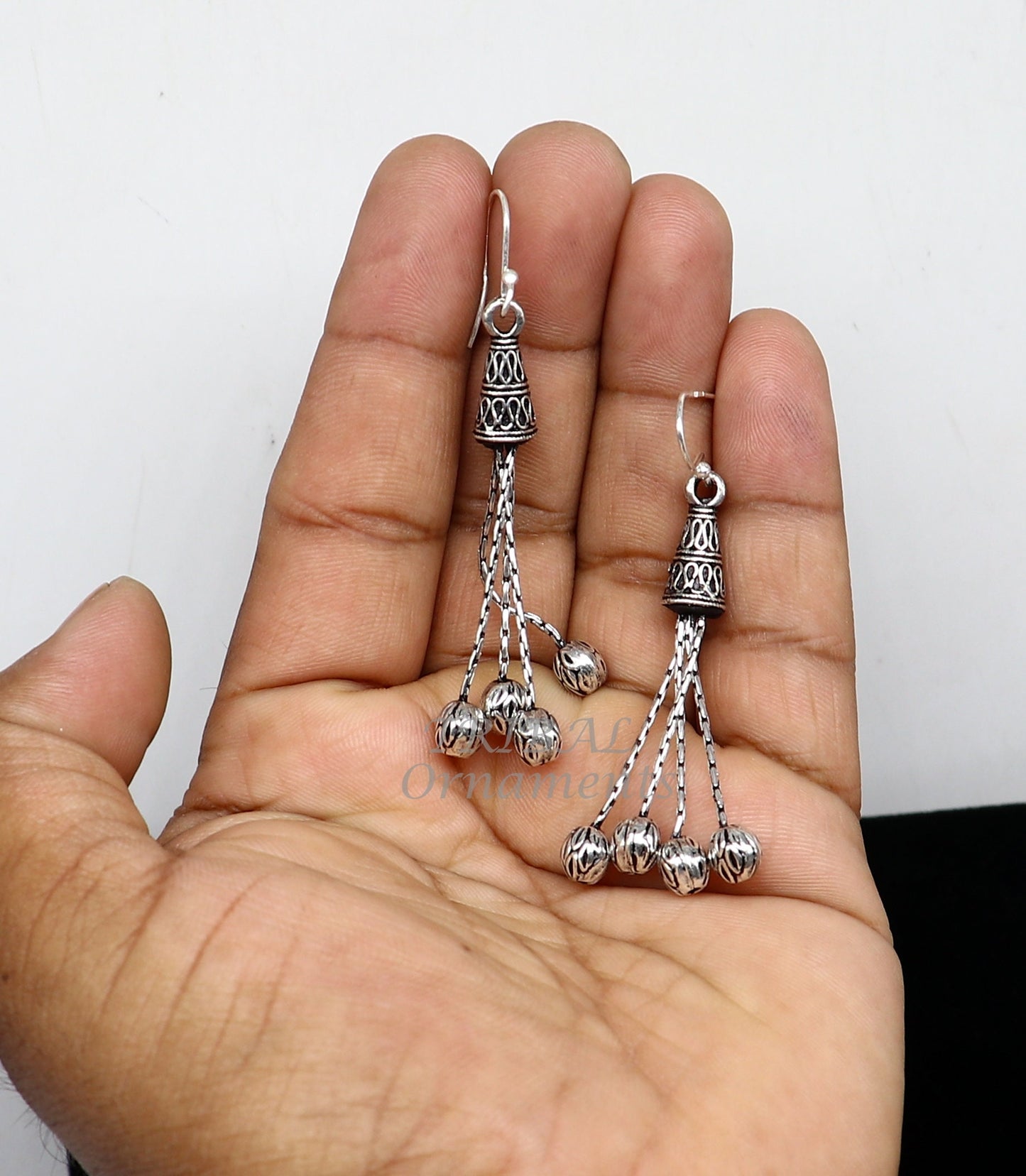 Exclusive 925 sterling silver handmade fabulous Drop dangling hoops earring, trendy stylish long earring personalized wedding gift s1143 - TRIBAL ORNAMENTS