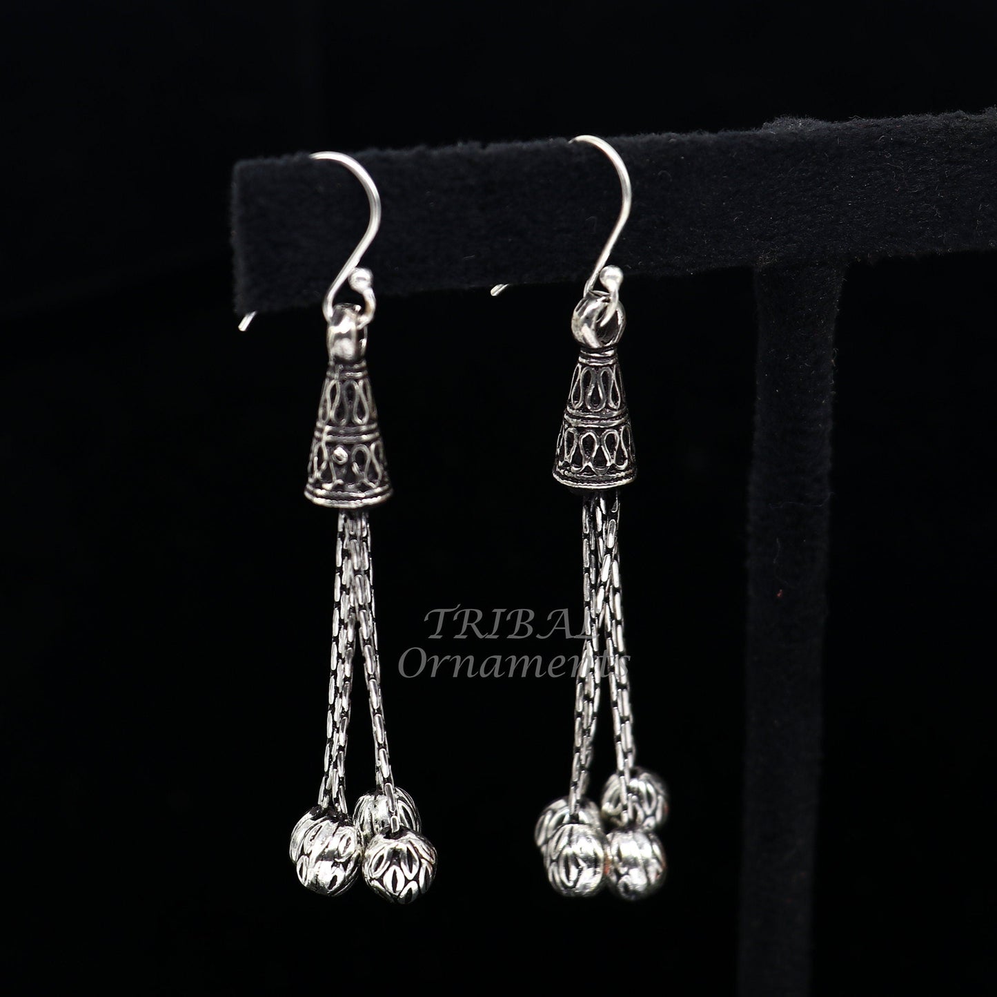 Exclusive 925 sterling silver handmade fabulous Drop dangling hoops earring, trendy stylish long earring personalized wedding gift s1143 - TRIBAL ORNAMENTS