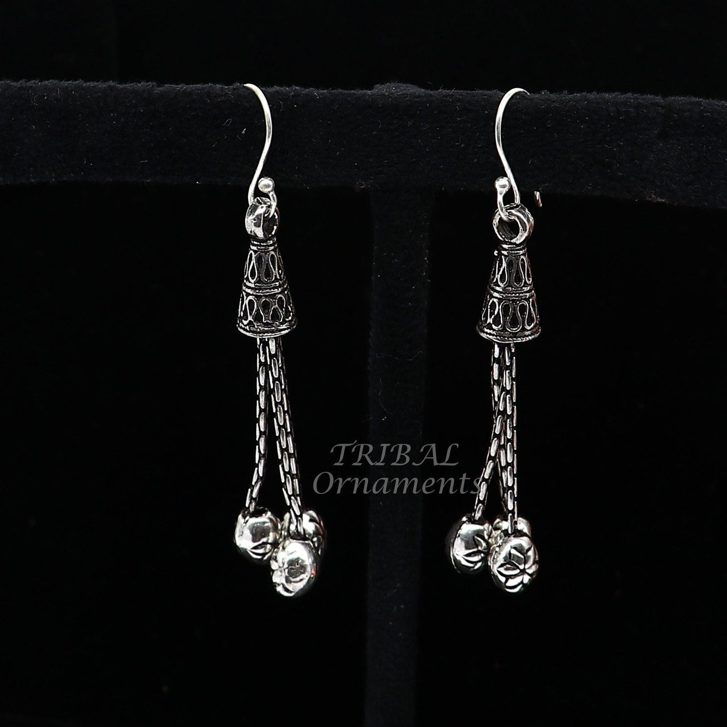 Exclusive 925 sterling silver handmade fabulous Drop dangling hoops earring, trendy stylish long earring personalized wedding gift s1144 - TRIBAL ORNAMENTS