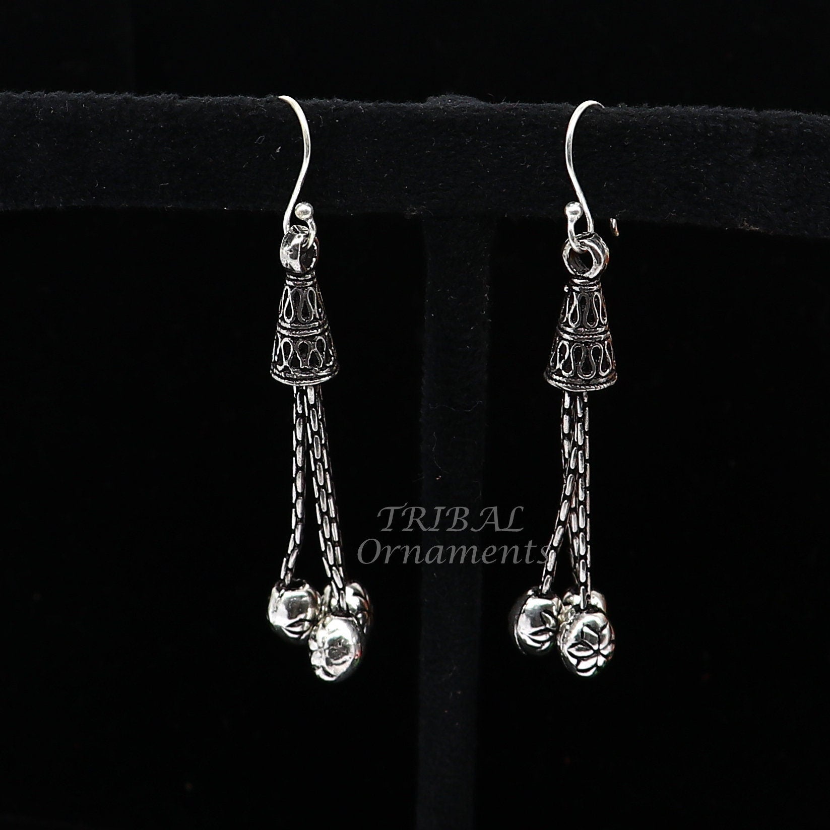 Exclusive 925 sterling silver handmade fabulous Drop dangling hoops earring, trendy stylish long earring personalized wedding gift s1144 - TRIBAL ORNAMENTS