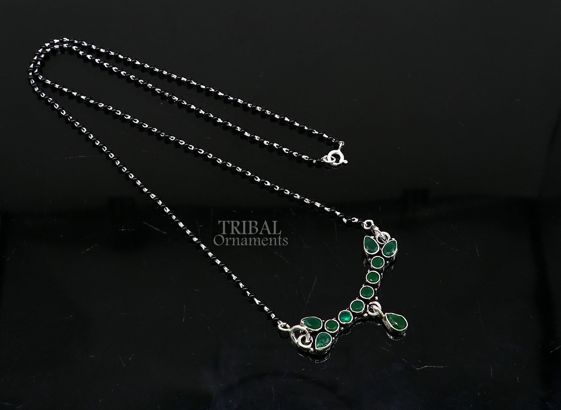 925 sterling silver black beads mangal sutra chain necklace for Every Occasion brides Mangalsutra chunky necklace ms13 - TRIBAL ORNAMENTS