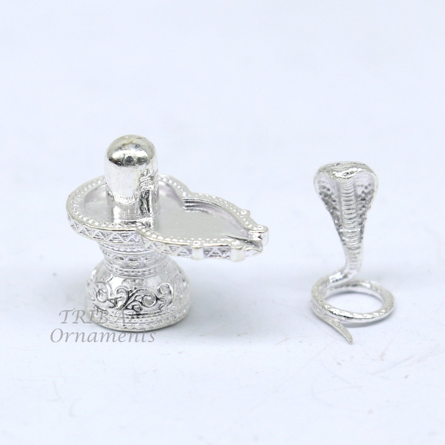 1" 925 sterling silver handmade small solid Lord Shiva lingam stand, silver Shivling puja article, for wealth and prosperity art594 - TRIBAL ORNAMENTS