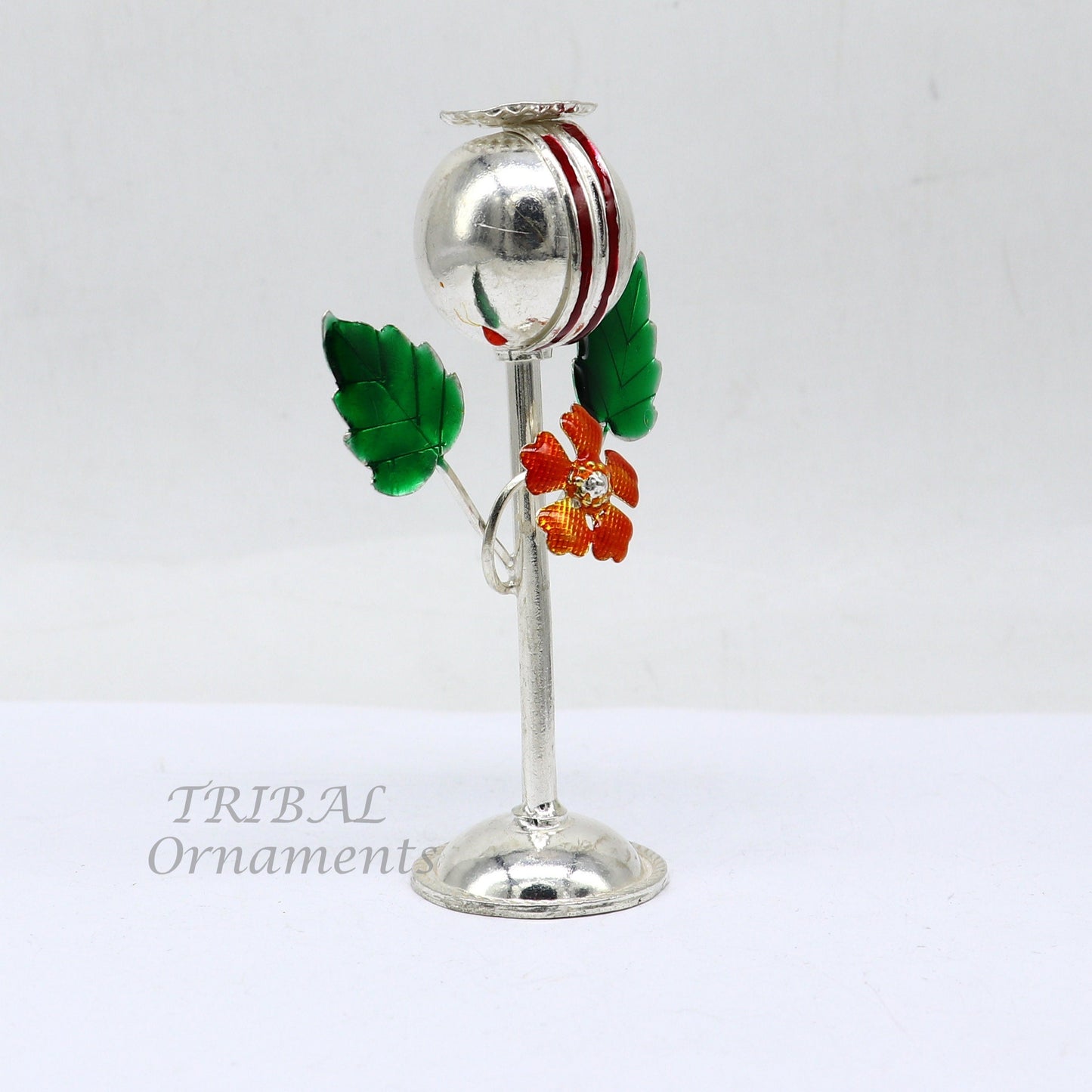 497925 sterling silver handmade Afeem plant or opium plant for best gift to lord Krishna to protect opium field and prosperity art597 - TRIBAL ORNAMENTS