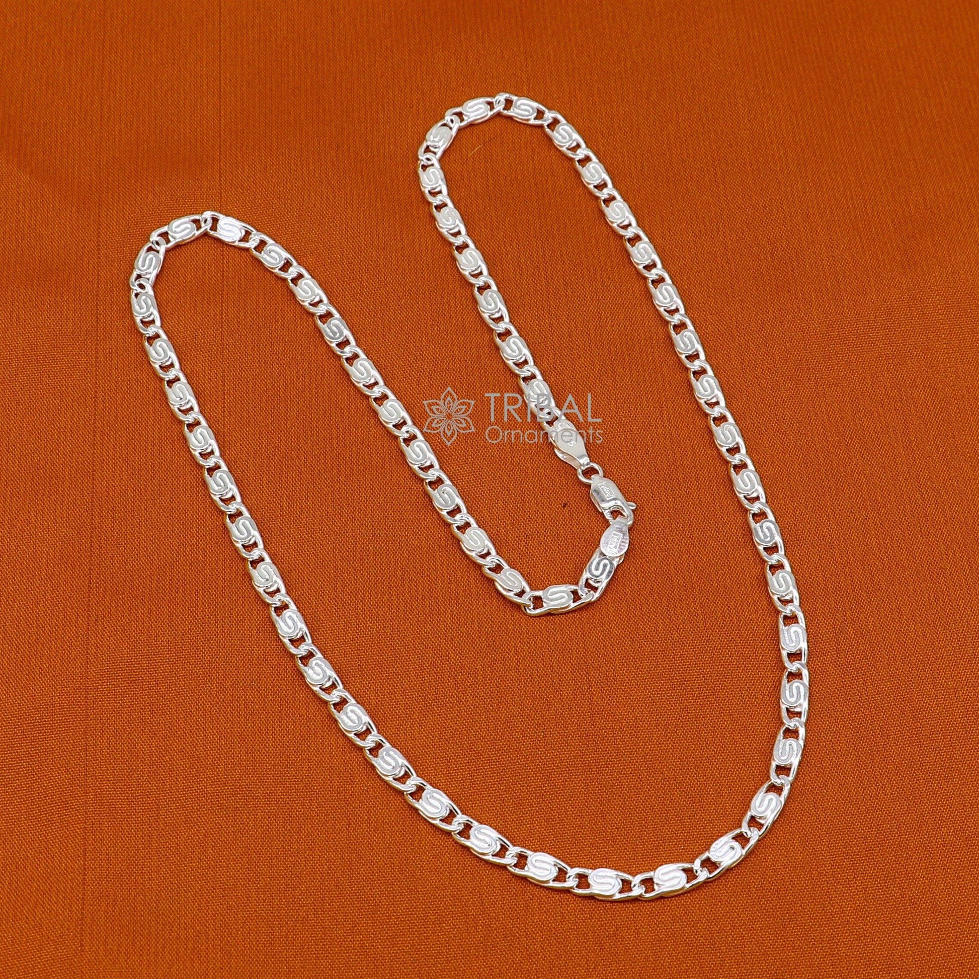 20" 3.5 MM 925 sterling silver handmade solid fancy stylish silver chain necklace nawabi chain best gifting jewelry from India ch226 - TRIBAL ORNAMENTS