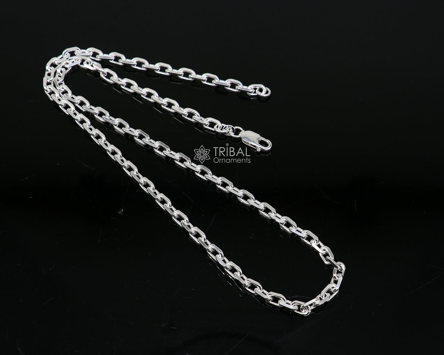 20" 5mm 925 Sterling silver handmade fabulous vintage look Rolo chain unisex gifting necklace jewelry from india ch231 - TRIBAL ORNAMENTS
