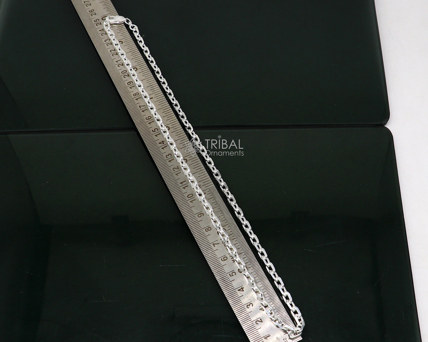 20" 5mm 925 Sterling silver handmade fabulous vintage look Rolo chain unisex gifting necklace jewelry from india ch231 - TRIBAL ORNAMENTS