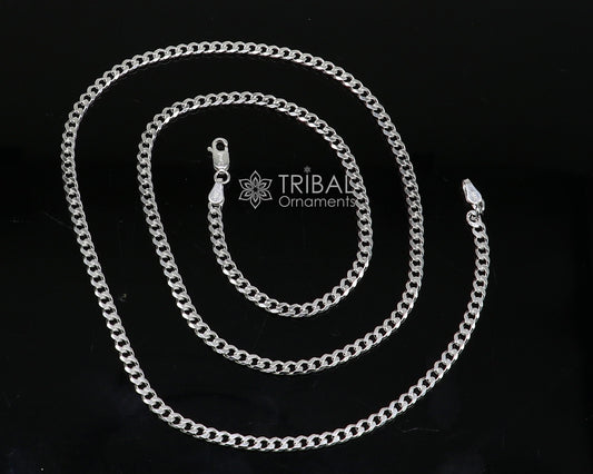 3mm 20"/24" solid 925 sterling silver handmade modern trendy design unique chain necklace giving it a distinctive and stylish look ch232 - TRIBAL ORNAMENTS