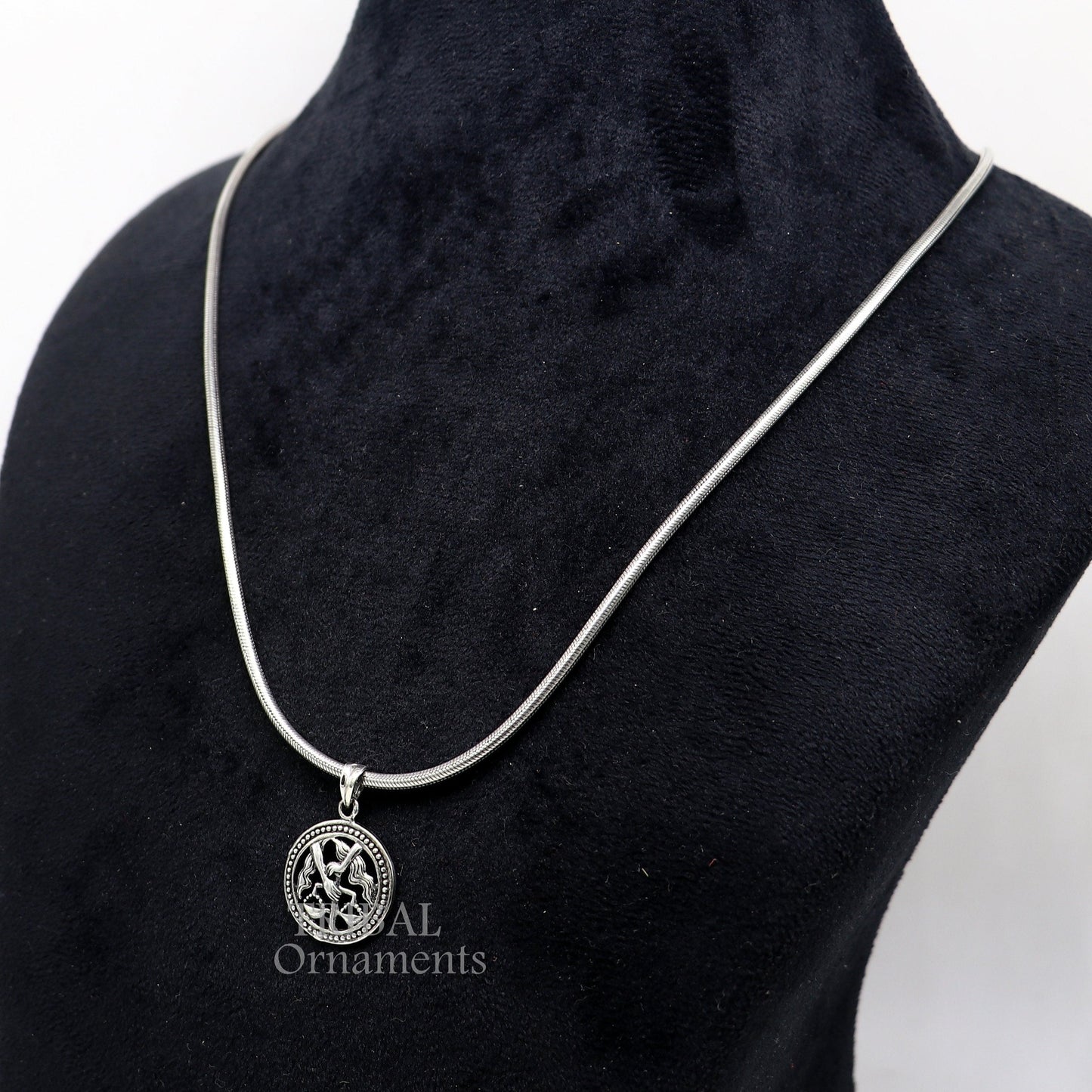 Modern trendy Zodiac sign Capricorn symbol pendant 925 sterling silver unique Design horoscope "Tula Rashi" pendant best jewelry nsp576 - TRIBAL ORNAMENTS
