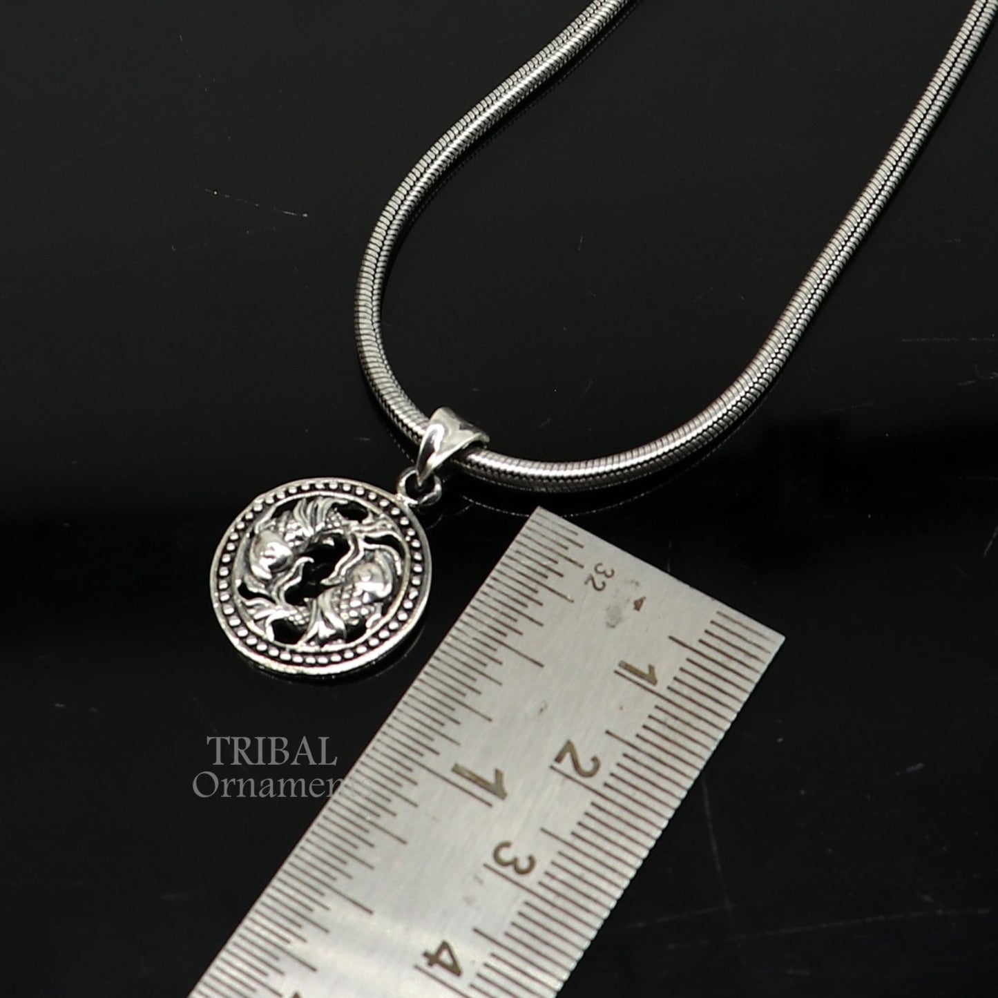 Modern trendy Zodiac sign Pisces symbol pendant 925 sterling silver unique Design horoscope "Meen Rashi" pendant best jewelry nsp577 - TRIBAL ORNAMENTS
