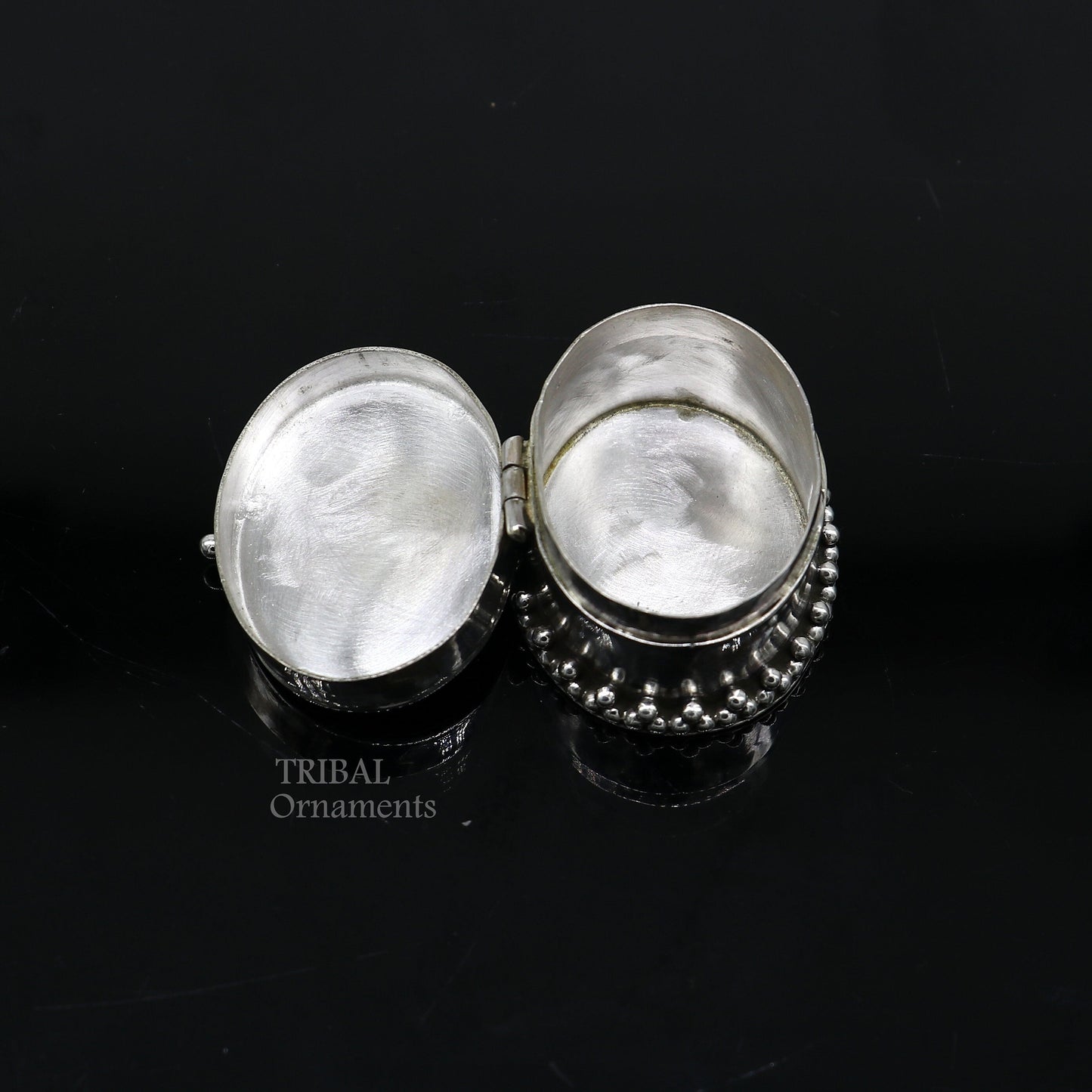 925 sterling silver Stunning George V king Emperor coin design trinket box, kajal eyeliner box, Sindur box brides gift silver box stb747 - TRIBAL ORNAMENTS