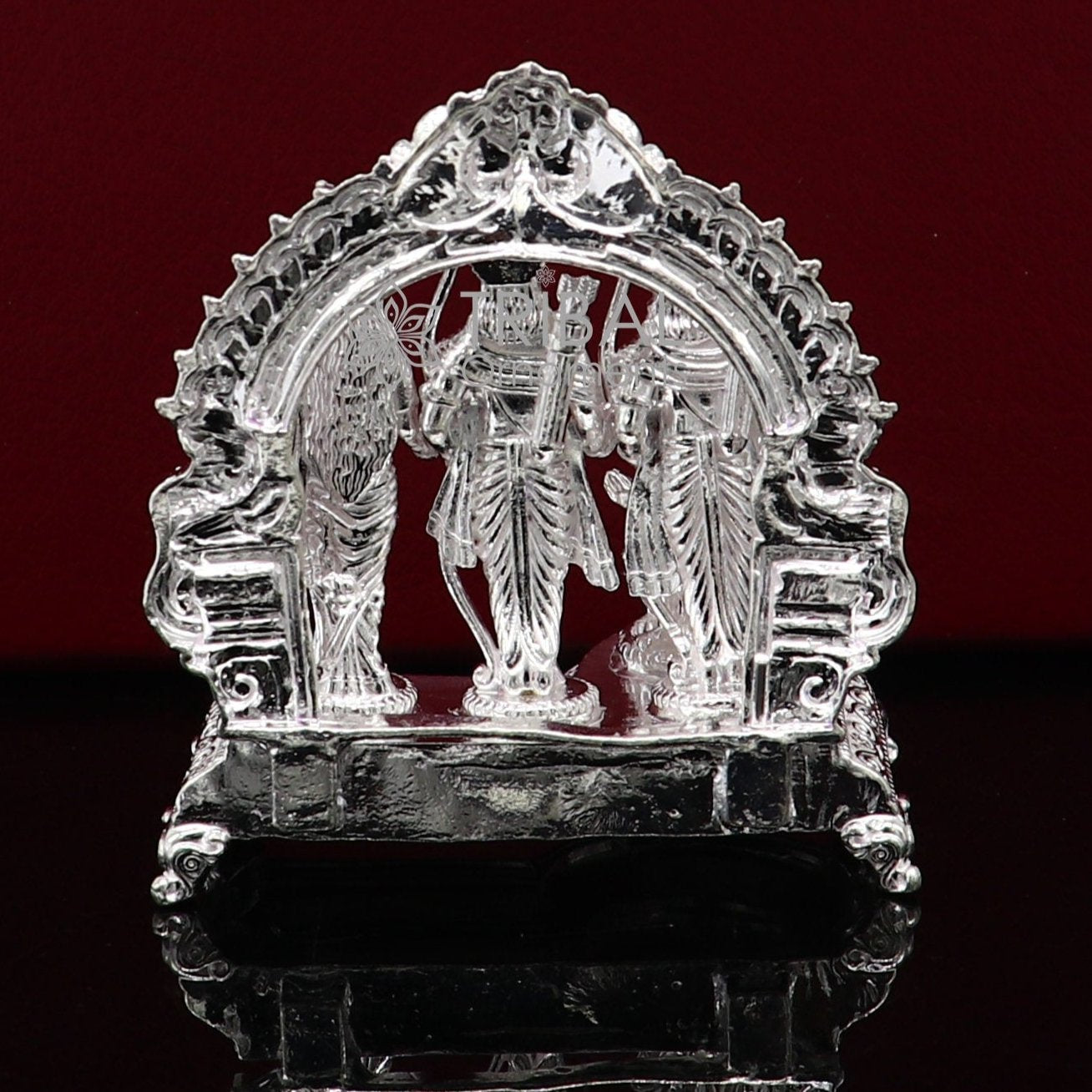925 sterling silver handmade Divine Hindu god Rama Laxman seeta and Hanuman blessing Statue, Ram Darbar Divine figurine puja article art603 - TRIBAL ORNAMENTS