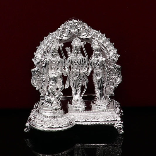 925 sterling silver handmade Divine Hindu god Rama Laxman seeta and Hanuman blessing Statue, Ram Darbar Divine figurine puja article art603 - TRIBAL ORNAMENTS