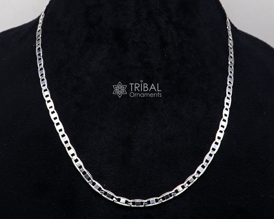 20" 4MM 925 sterling silver handmade solid fancy stylish silver chain necklace Nawabi chain best gifting jewelry from India ch242 - TRIBAL ORNAMENTS