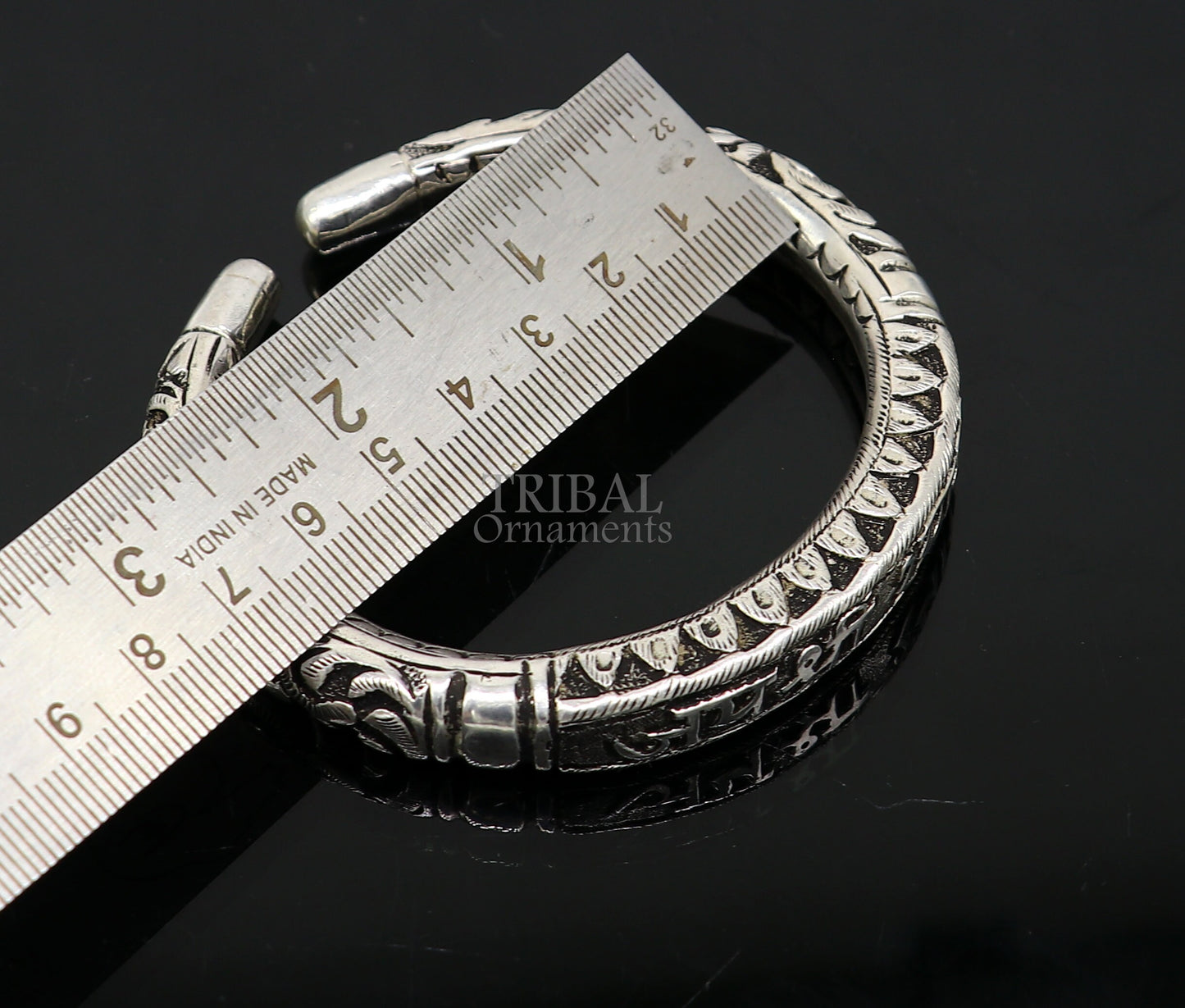 925 Sterling silver handmade chitai work "jai shree shyam" lord krishna mantra bracelet kada best divine unisex tribal ethnic jewelry nsk649 - TRIBAL ORNAMENTS