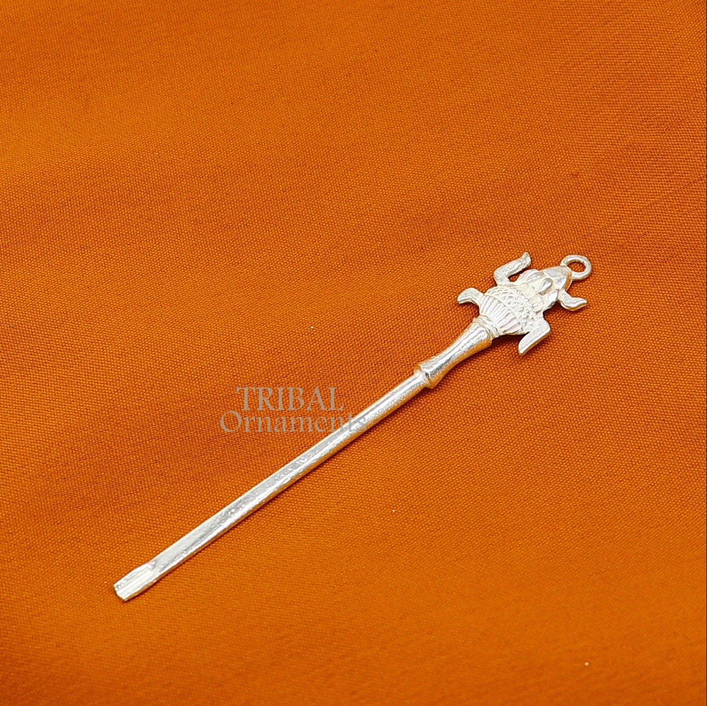 3" inches long handmade solid sterling silver kalash design kum kum sticks, Sindur stick, brides vintage style brides gift su1028 - TRIBAL ORNAMENTS