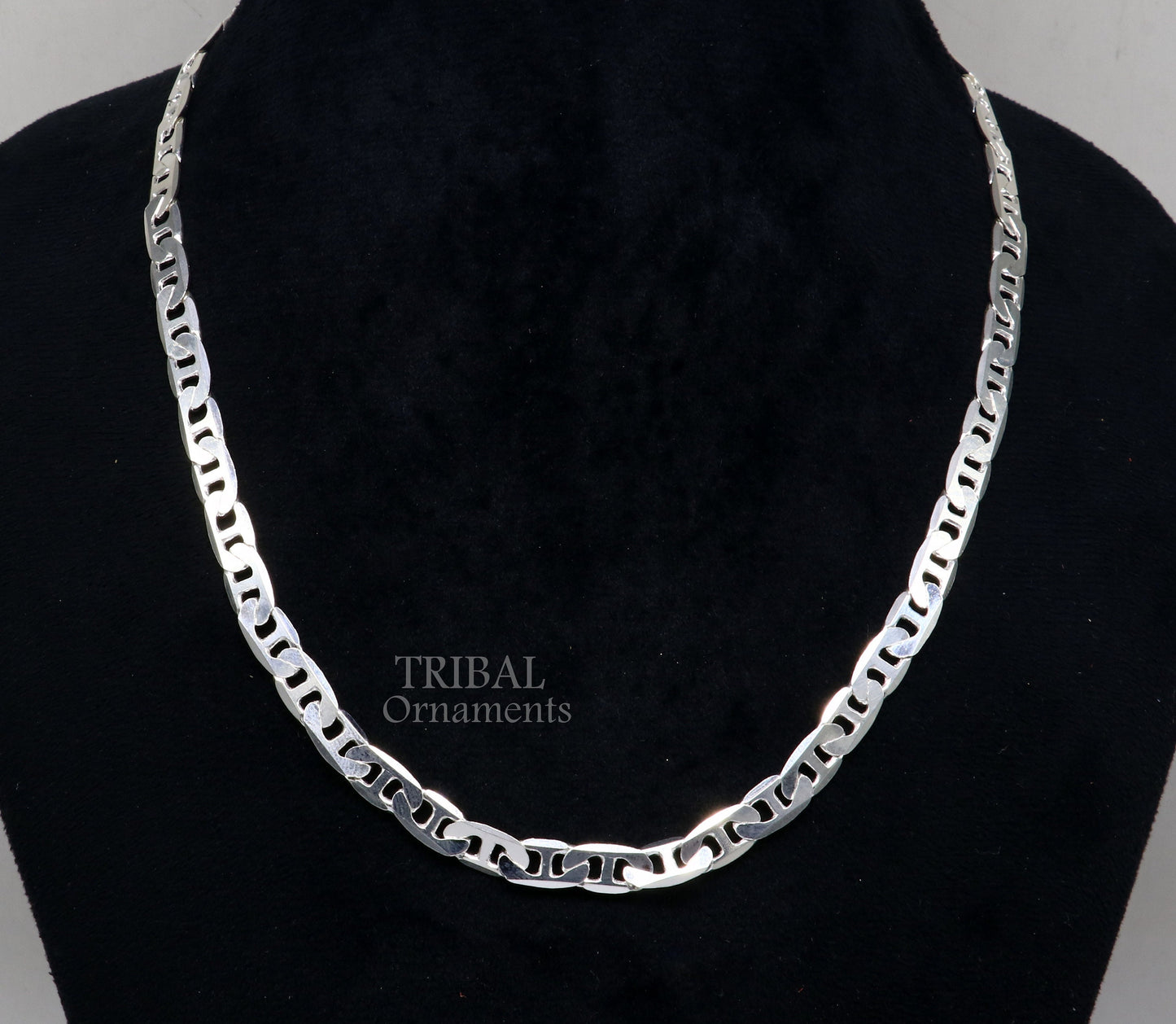 6mm 20" solid 925 sterling silver handmade modern trendy design unique fancy chain necklace, best gifting unisex jewelry India ch218 - TRIBAL ORNAMENTS