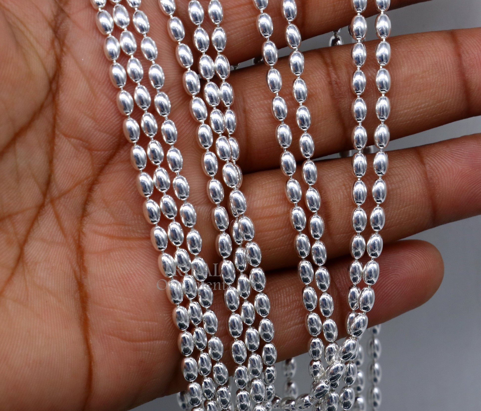 3MM 925 sterling silver handmade delicate trendy fancy beaded chain necklace baht chain for captivating beauty and graceful movement CH220 - TRIBAL ORNAMENTS