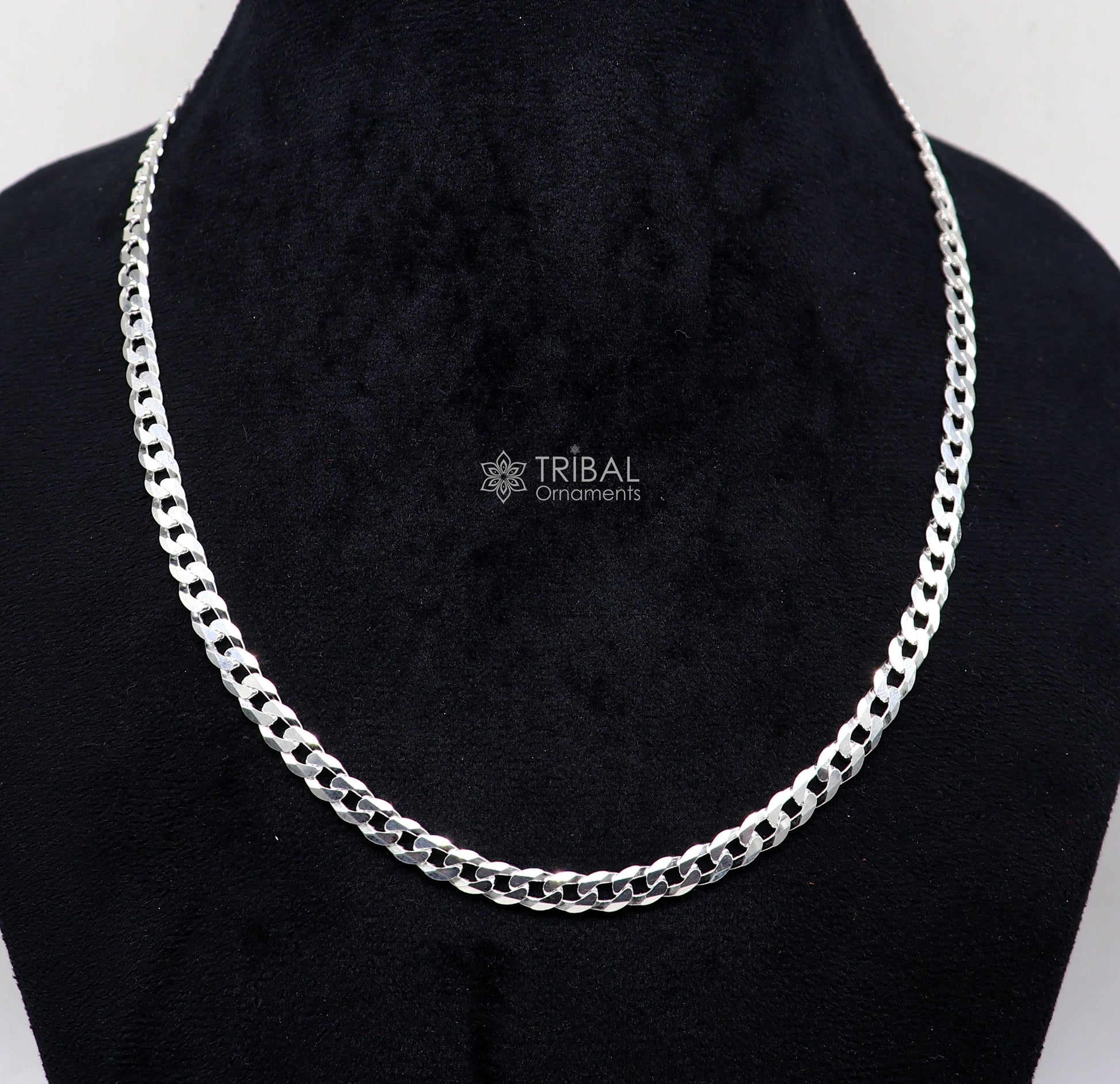 20" 5MM 925 sterling silver handmade solid fancy stylish silver chain necklace Nawabi chain best gifting jewelry from India ch247 - TRIBAL ORNAMENTS