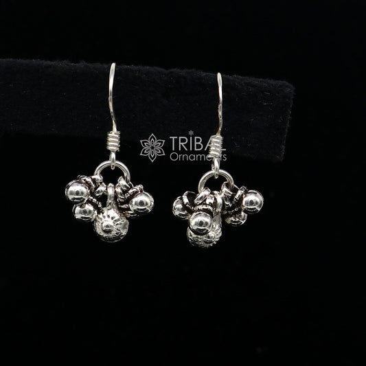 925 sterling silver modern trendy noisy bells hoops earrings, fabulous hanging drops dangle earrings tribal jewelry s1152 - TRIBAL ORNAMENTS