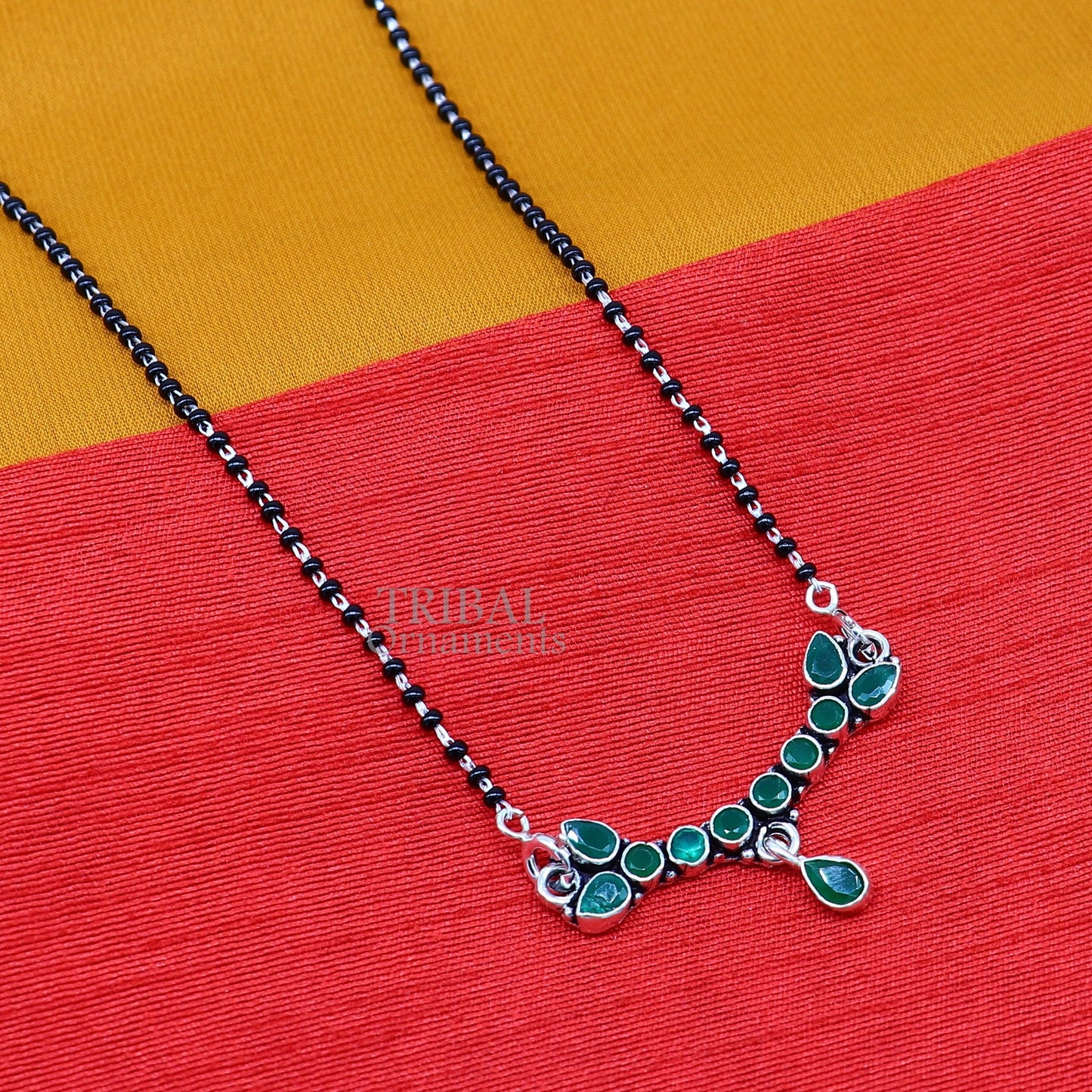 925 sterling silver black beads mangal sutra chain necklace for Every Occasion brides Mangalsutra chunky necklace ms13 - TRIBAL ORNAMENTS