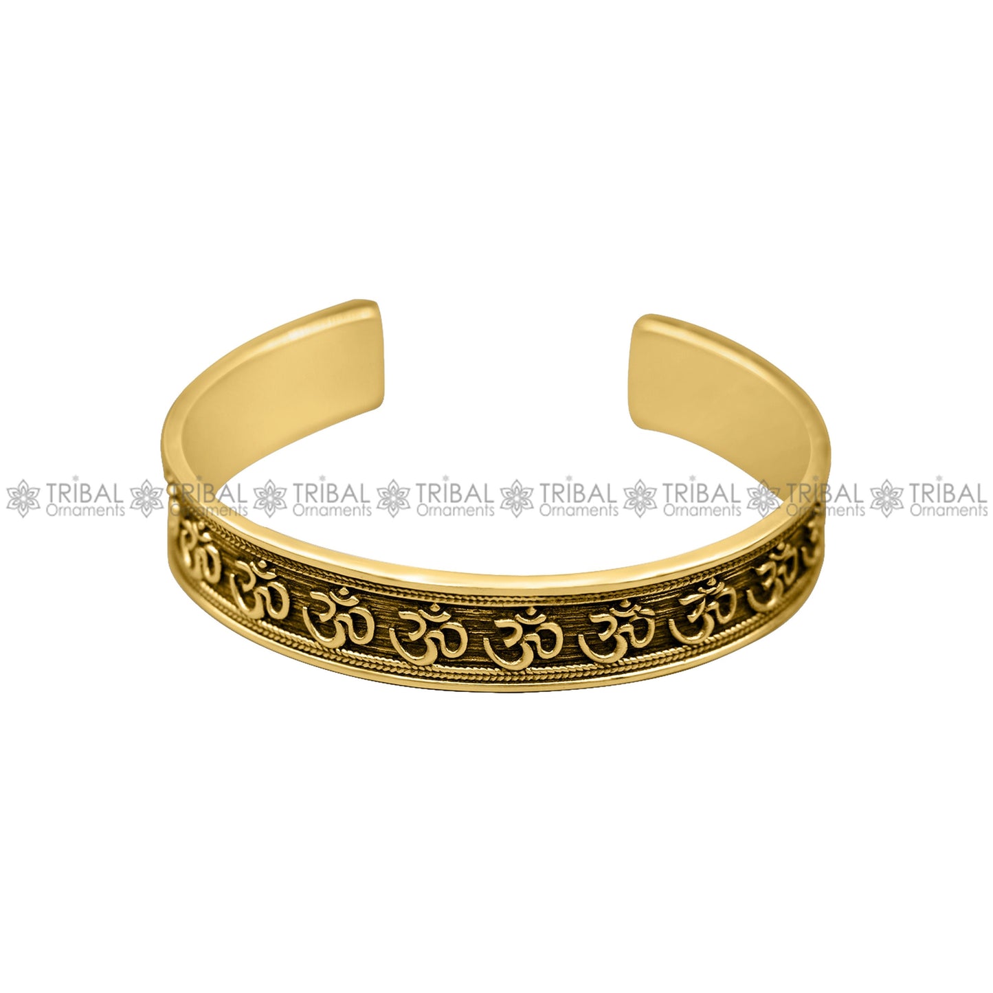 925 sterling silver or Gold polished handcrafted 'AUM' mantra bangle bracelet adjustable kada unisex ethnic stylish jewelry india Gnsk140 - TRIBAL ORNAMENTS