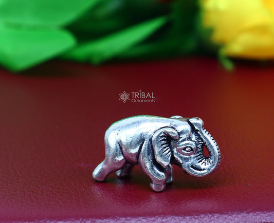 Small tiny size Fully solid 925 Sterling silver Baby Elephant Sculpture statue figurine The Perfect Gift for Any Occasion art609 - TRIBAL ORNAMENTS