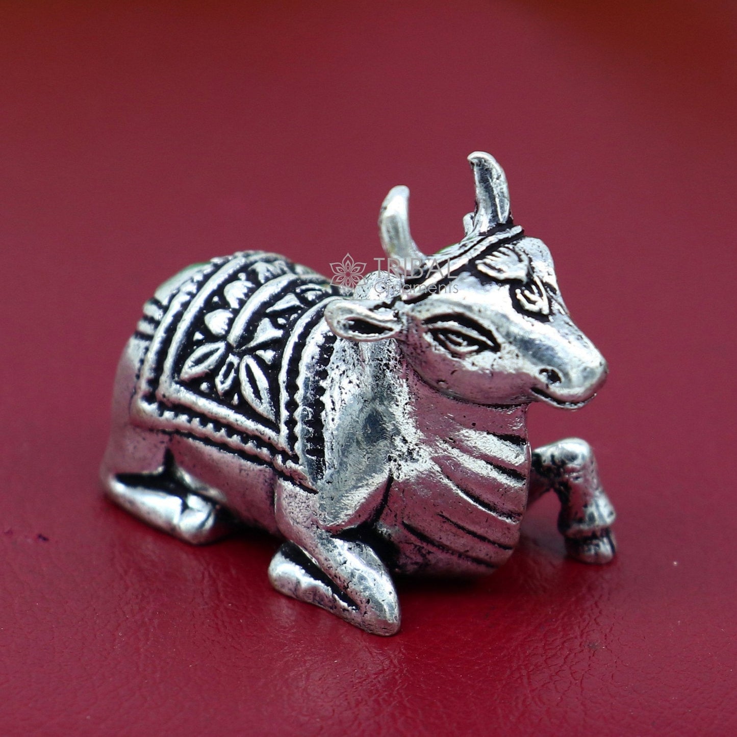 925 Sterling silver Lord Shiva Nandi Maharaj handmade small solid figurine for puja, best gift for lord Shiva, divine Nandi statue ART610 - TRIBAL ORNAMENTS